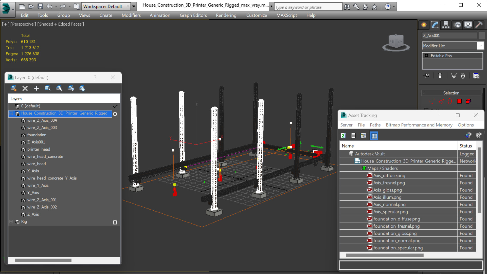 House Construction 3D Printer Generic Rigged 3D model