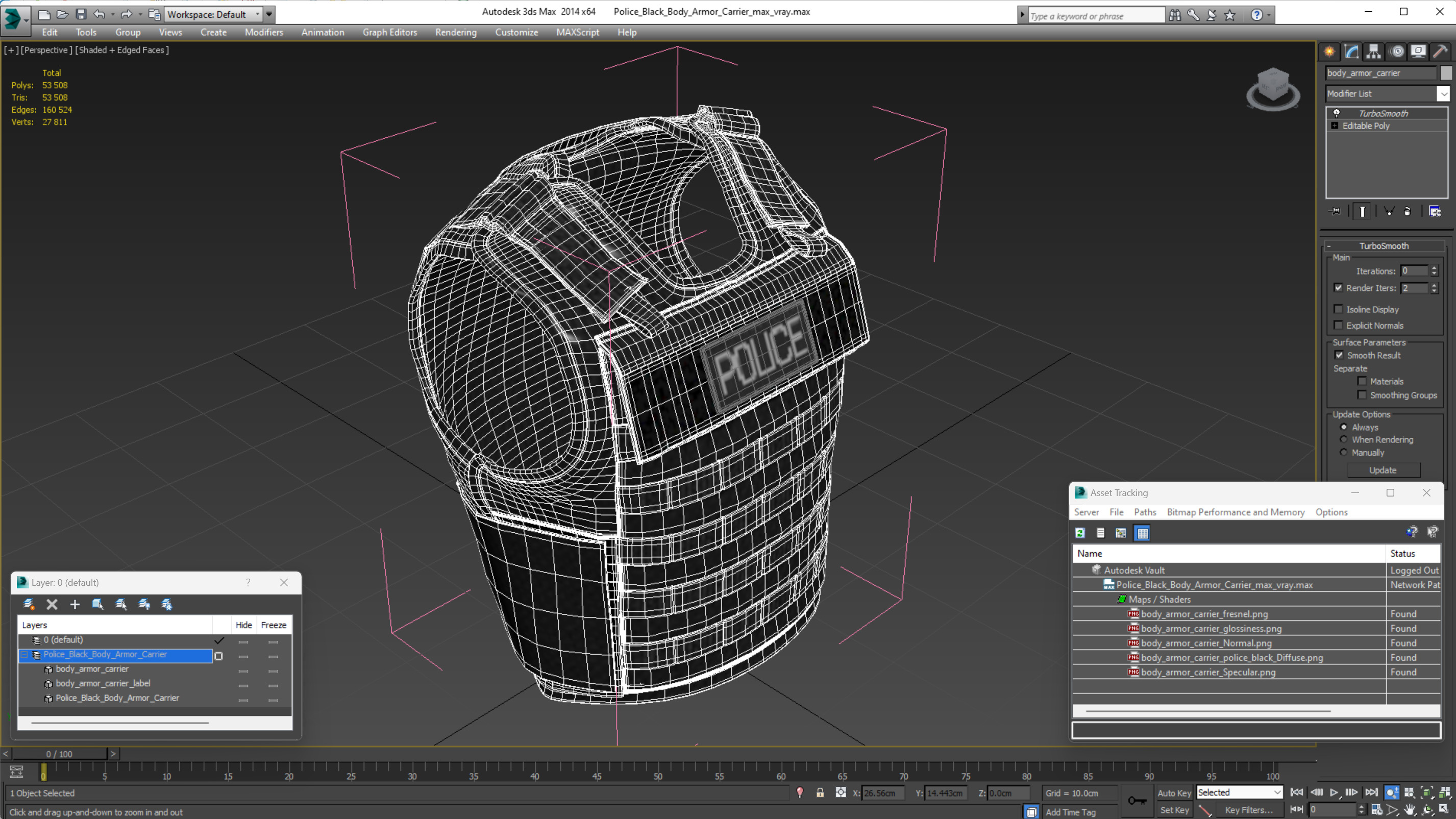 3D Police Black Body Armor Carrier