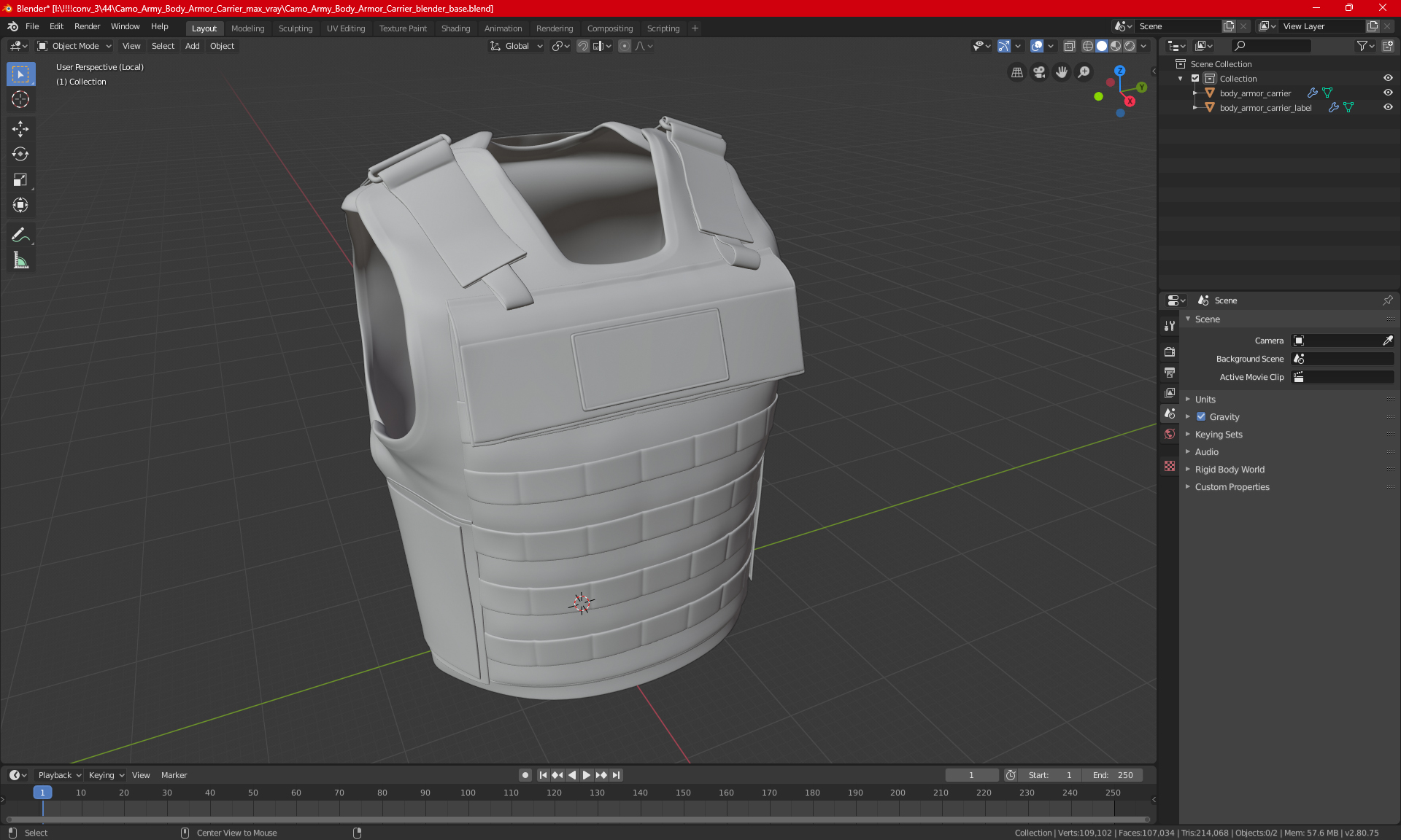3D Police Black Body Armor Carrier