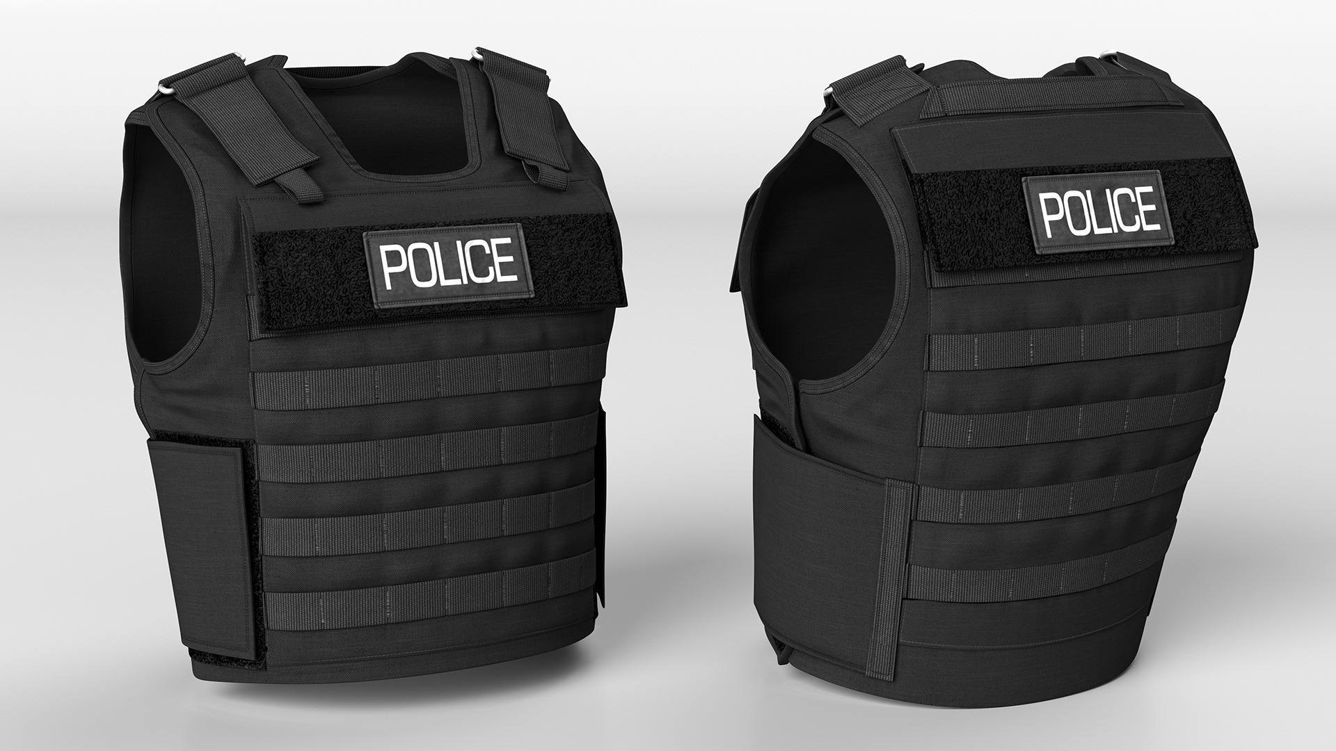 3D Police Black Body Armor Carrier