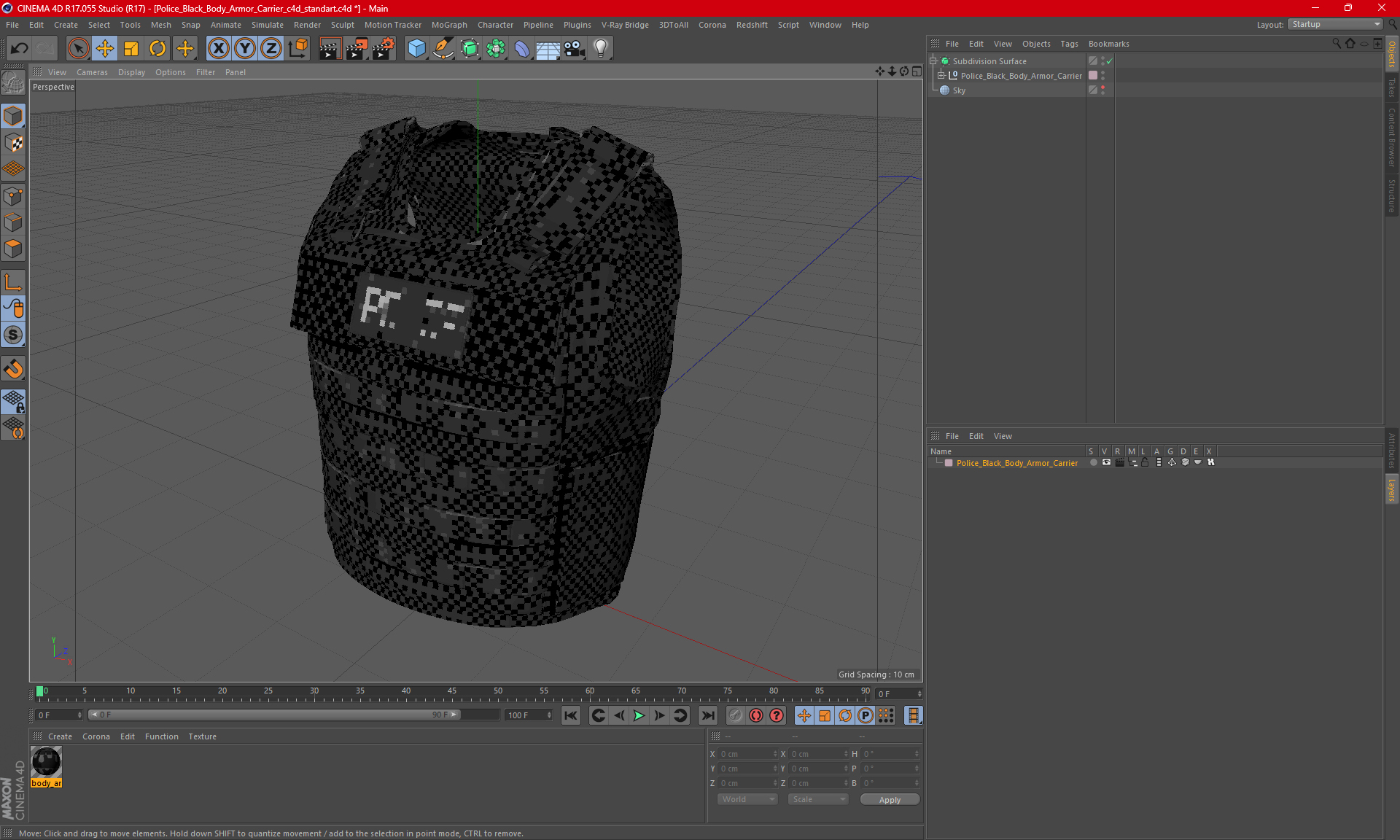3D Police Black Body Armor Carrier