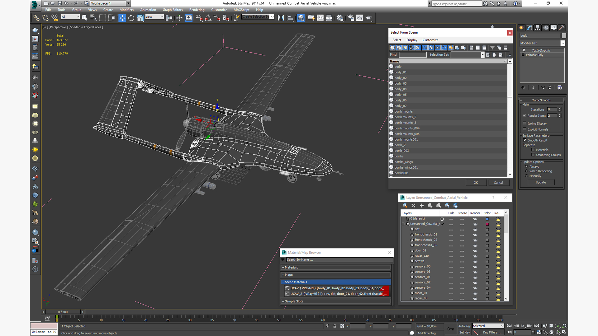 3D model Unmanned Combat Aerial Vehicle