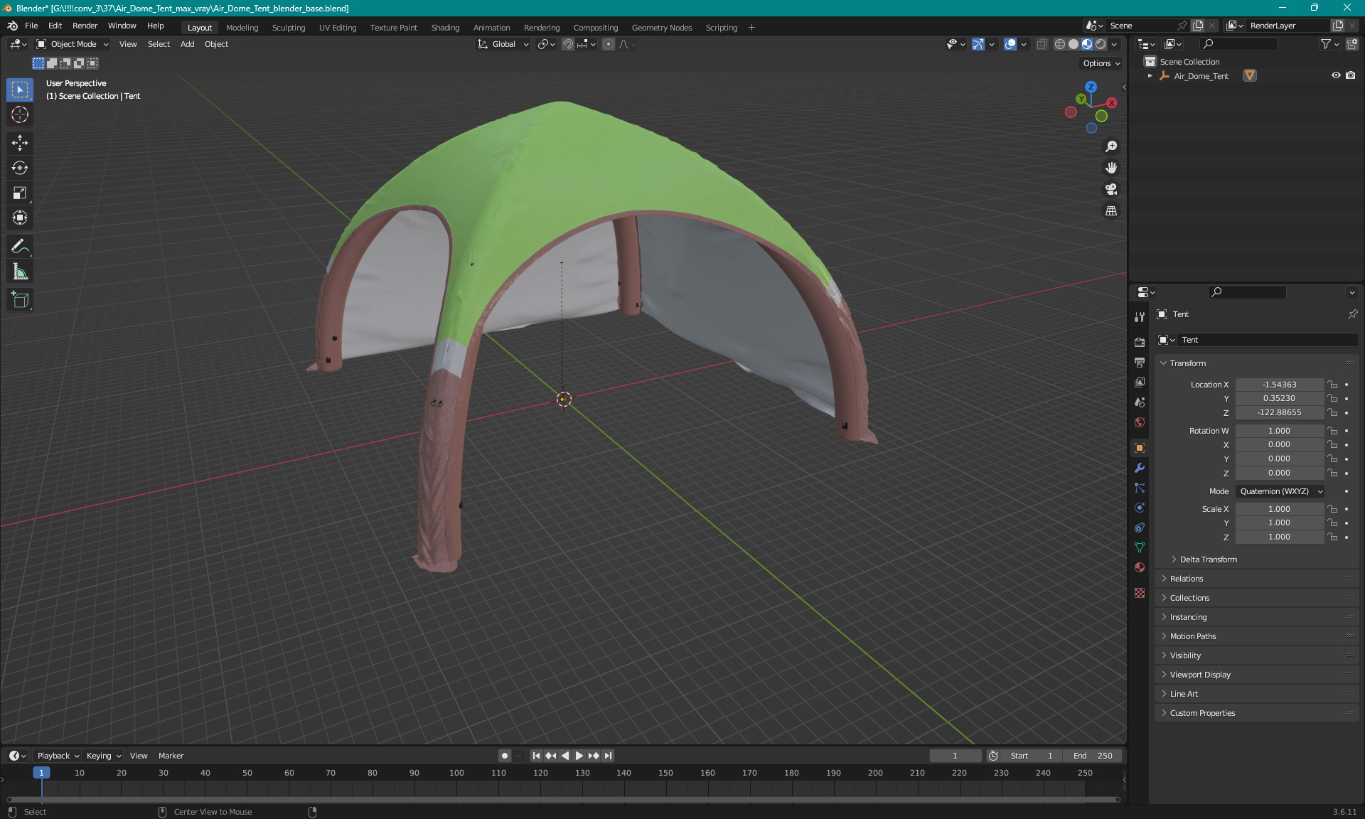 3D Air Dome Tent model