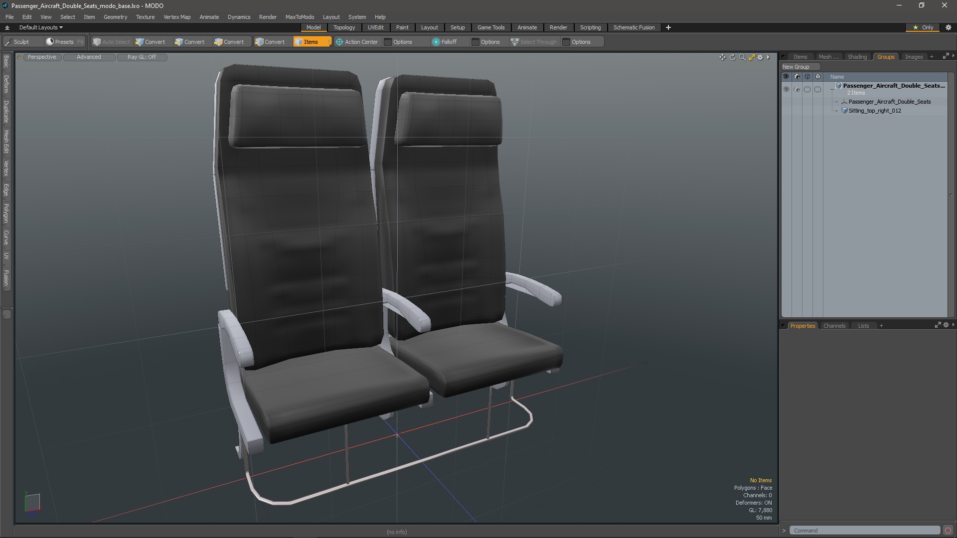 3D Passenger Aircraft Double Seats