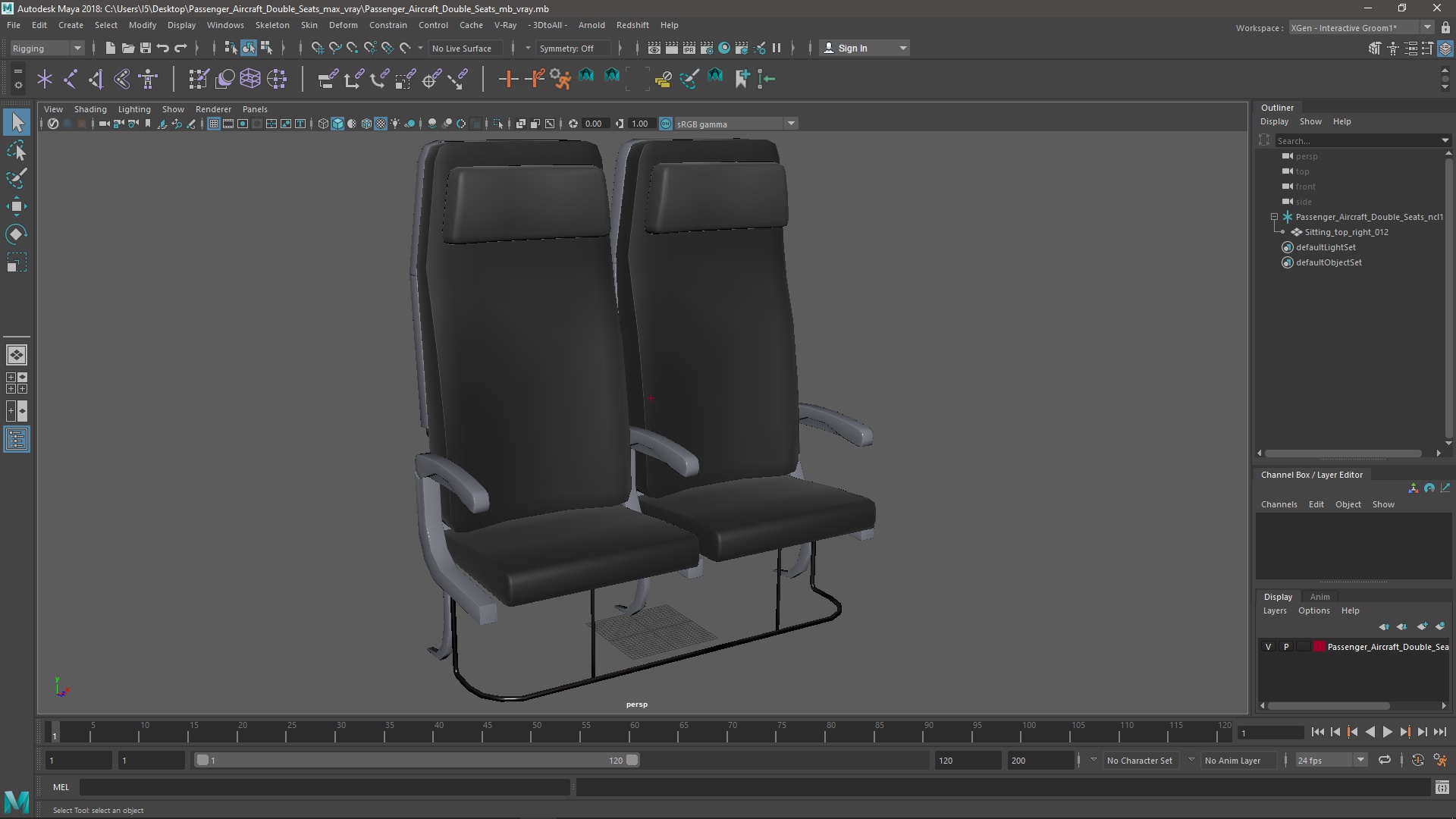 3D Passenger Aircraft Double Seats
