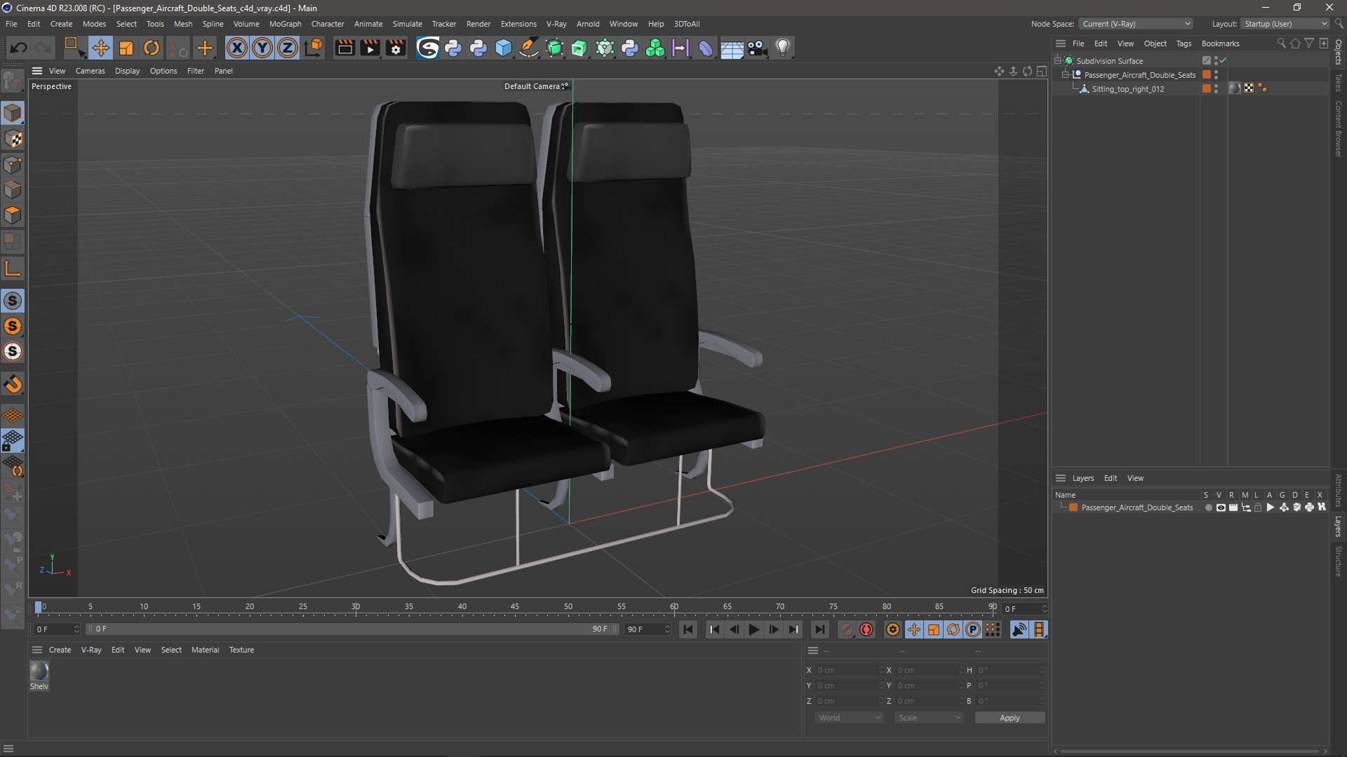 3D Passenger Aircraft Double Seats