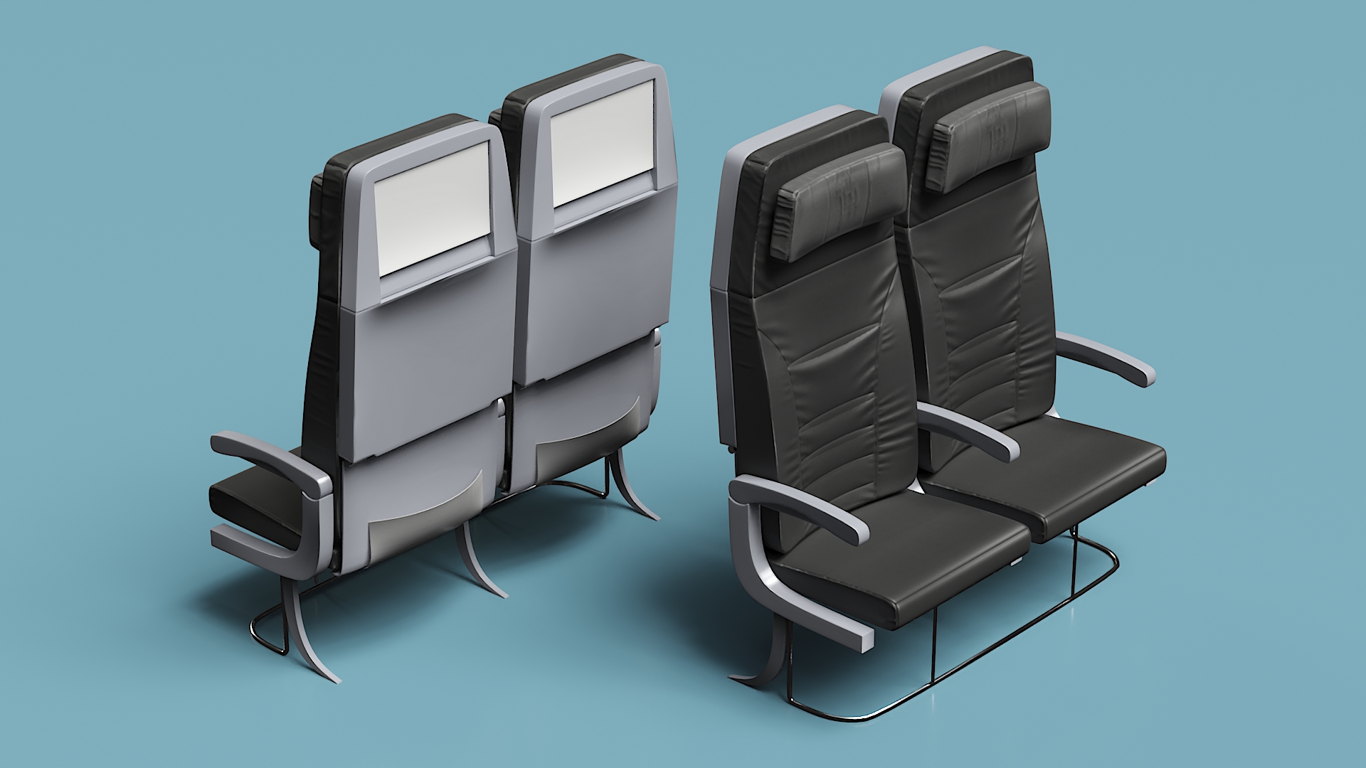 3D Passenger Aircraft Double Seats