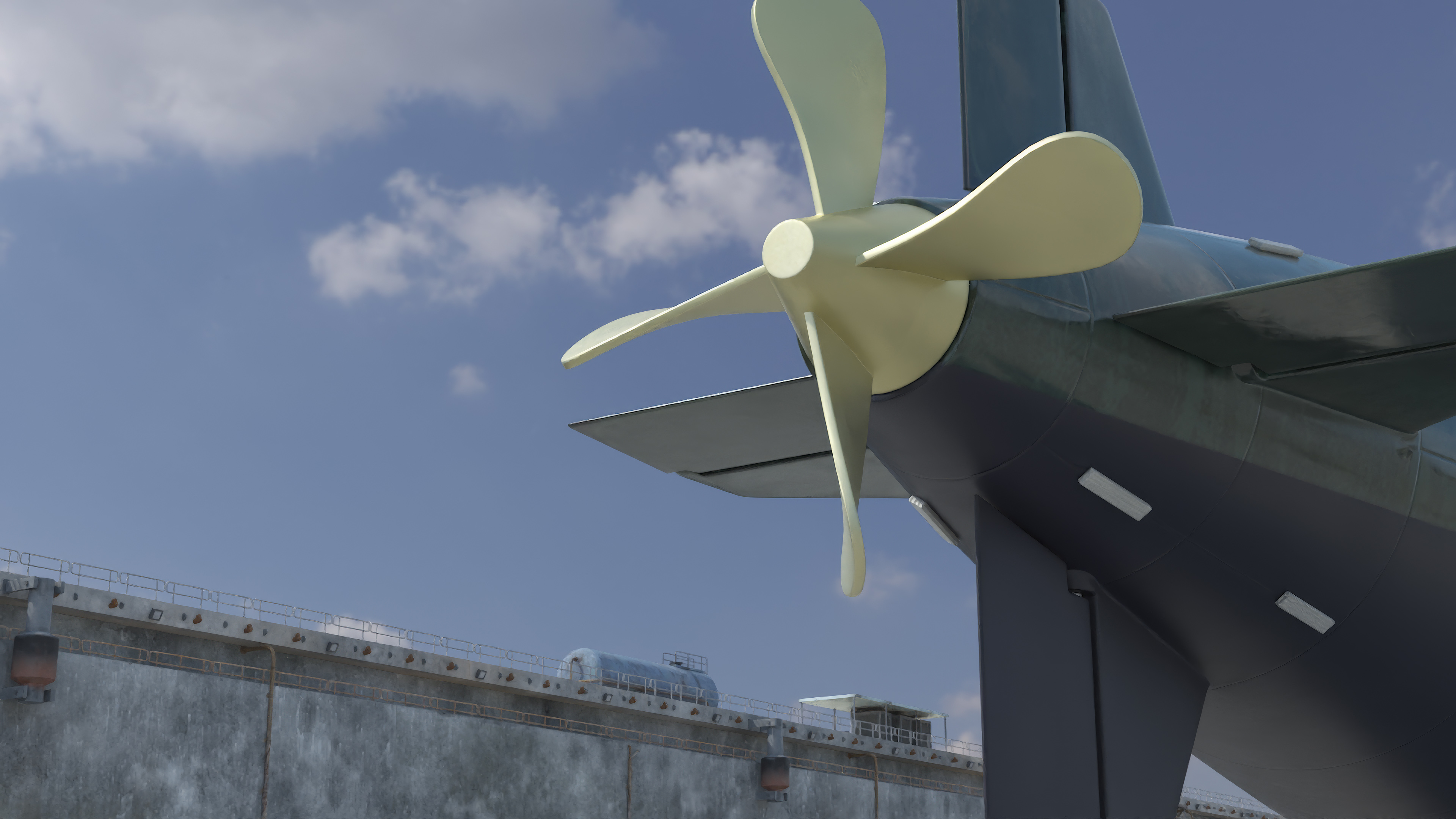 Combat Semi Heavy Submarine in Dry Dock 3D model