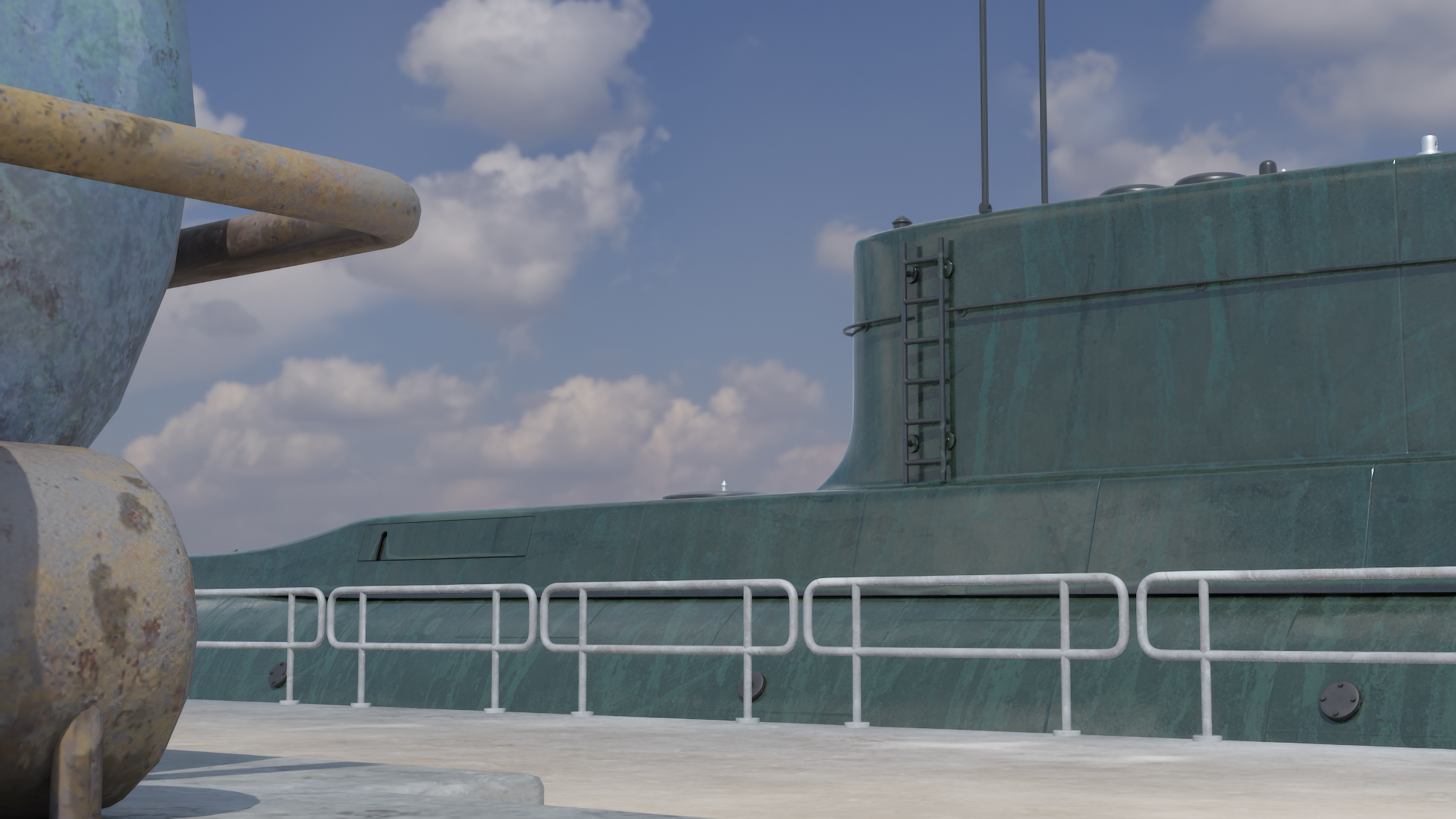 Combat Semi Heavy Submarine in Dry Dock 3D model