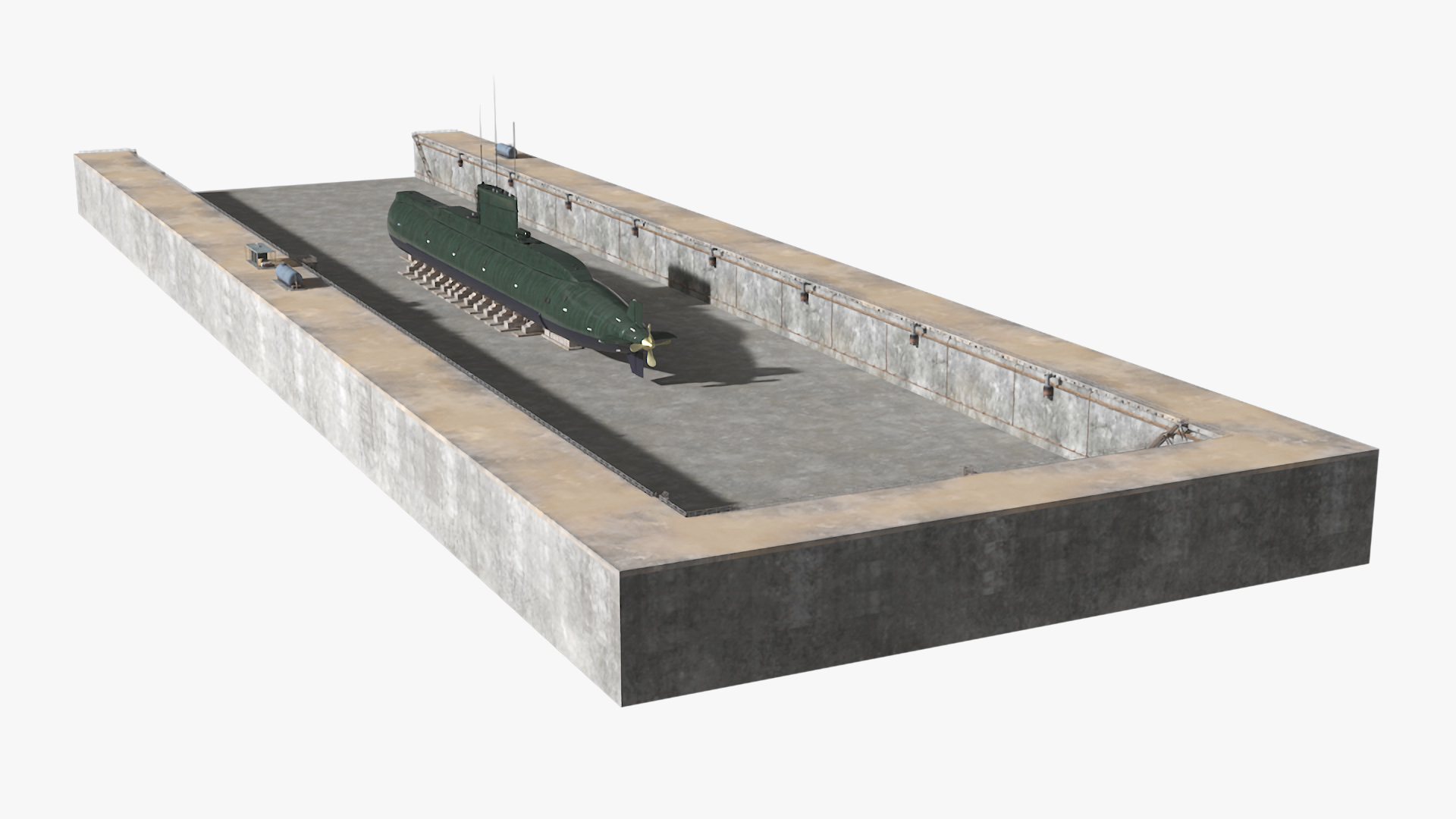 Combat Semi Heavy Submarine in Dry Dock 3D model