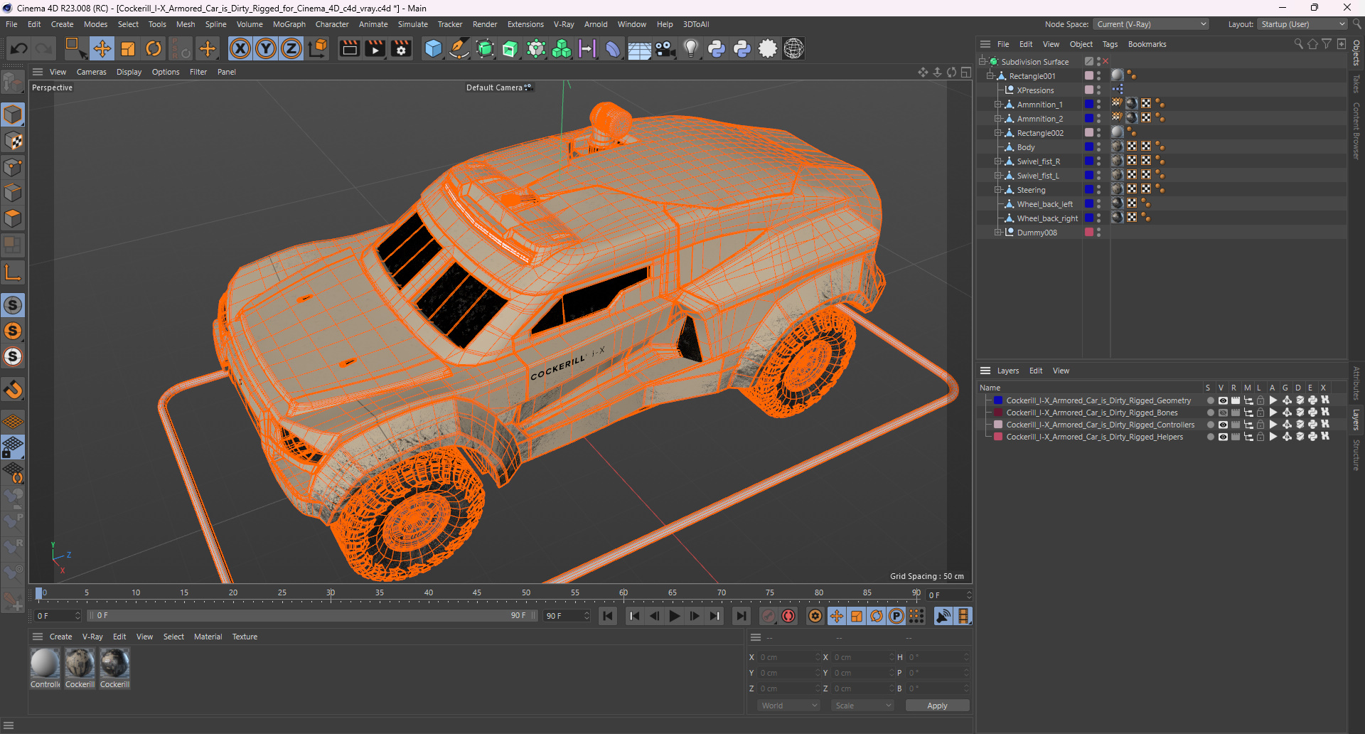 Cockerill I-X Armored Car Dirty Rigged for Cinema 4D 3D