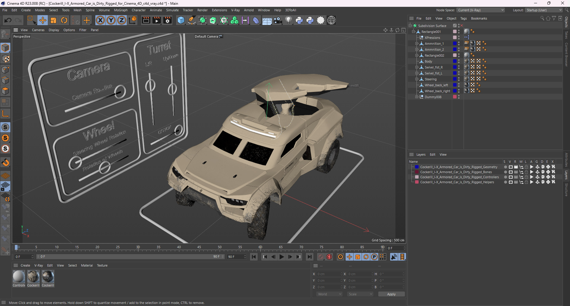 Cockerill I-X Armored Car Dirty Rigged for Cinema 4D 3D