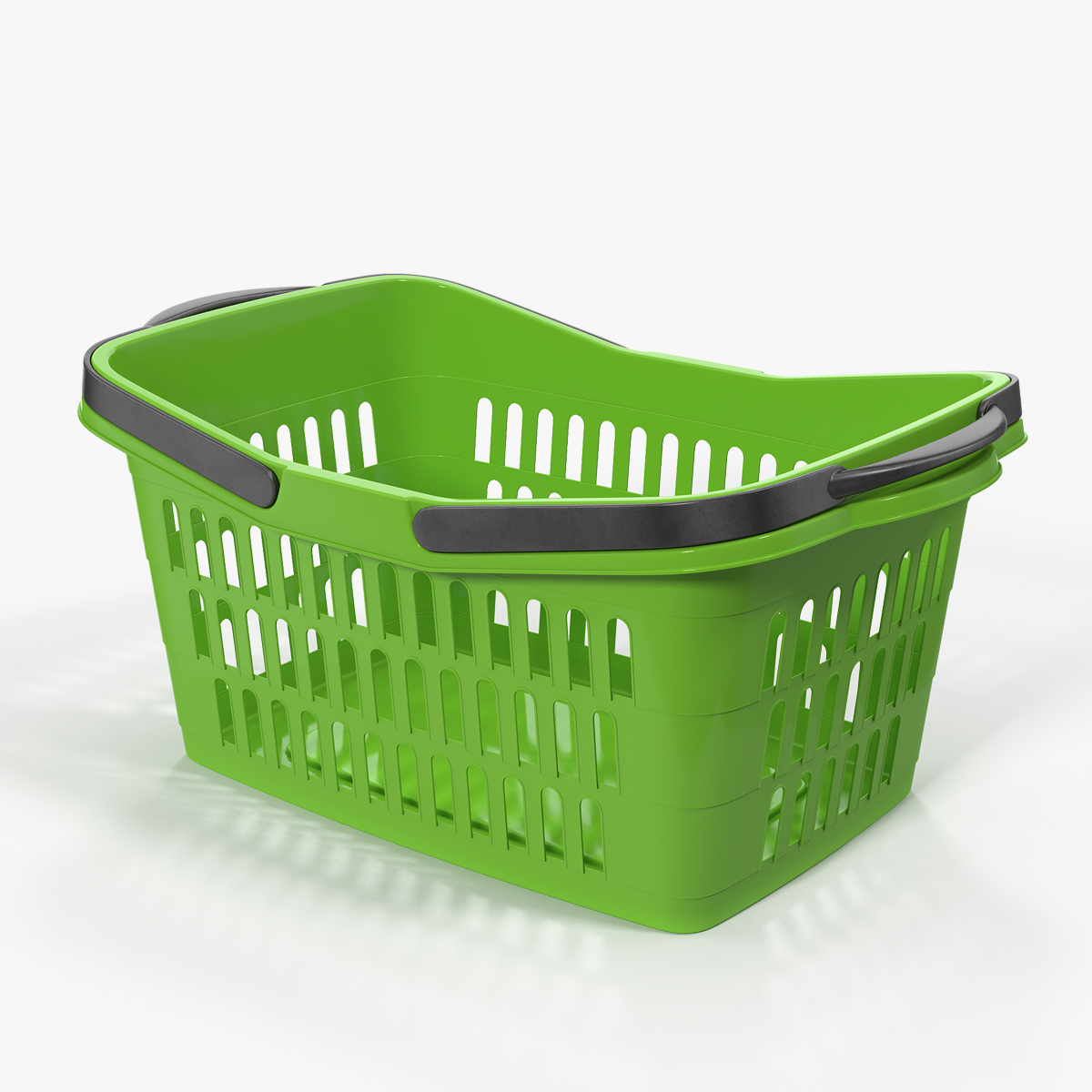 Shopping Plastic Basket with Folded Handles 3D Model, view 3