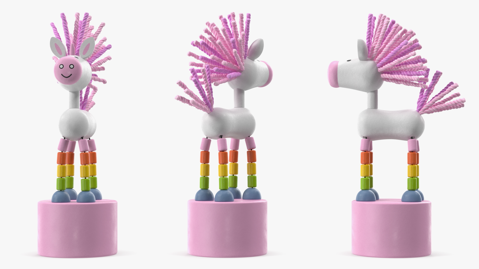 Pink Unicorn Push Puppet Toy Rigged for Maya 3D model