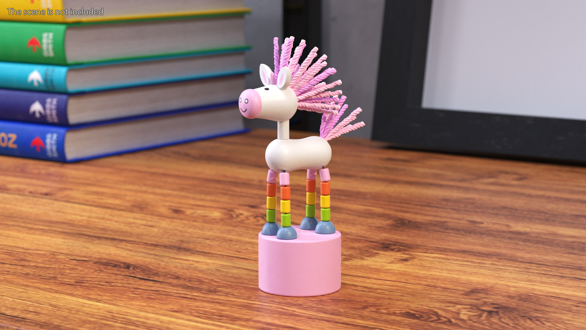 Pink Unicorn Push Puppet Toy Rigged for Maya 3D model