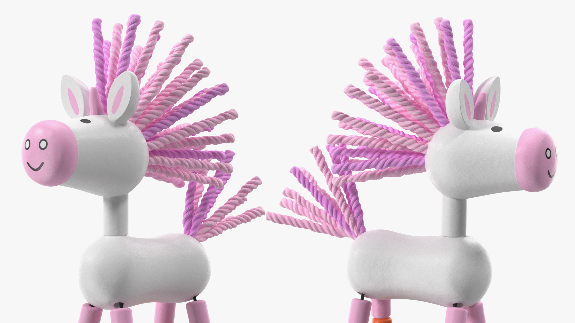 Pink Unicorn Push Puppet Toy Rigged for Maya 3D model