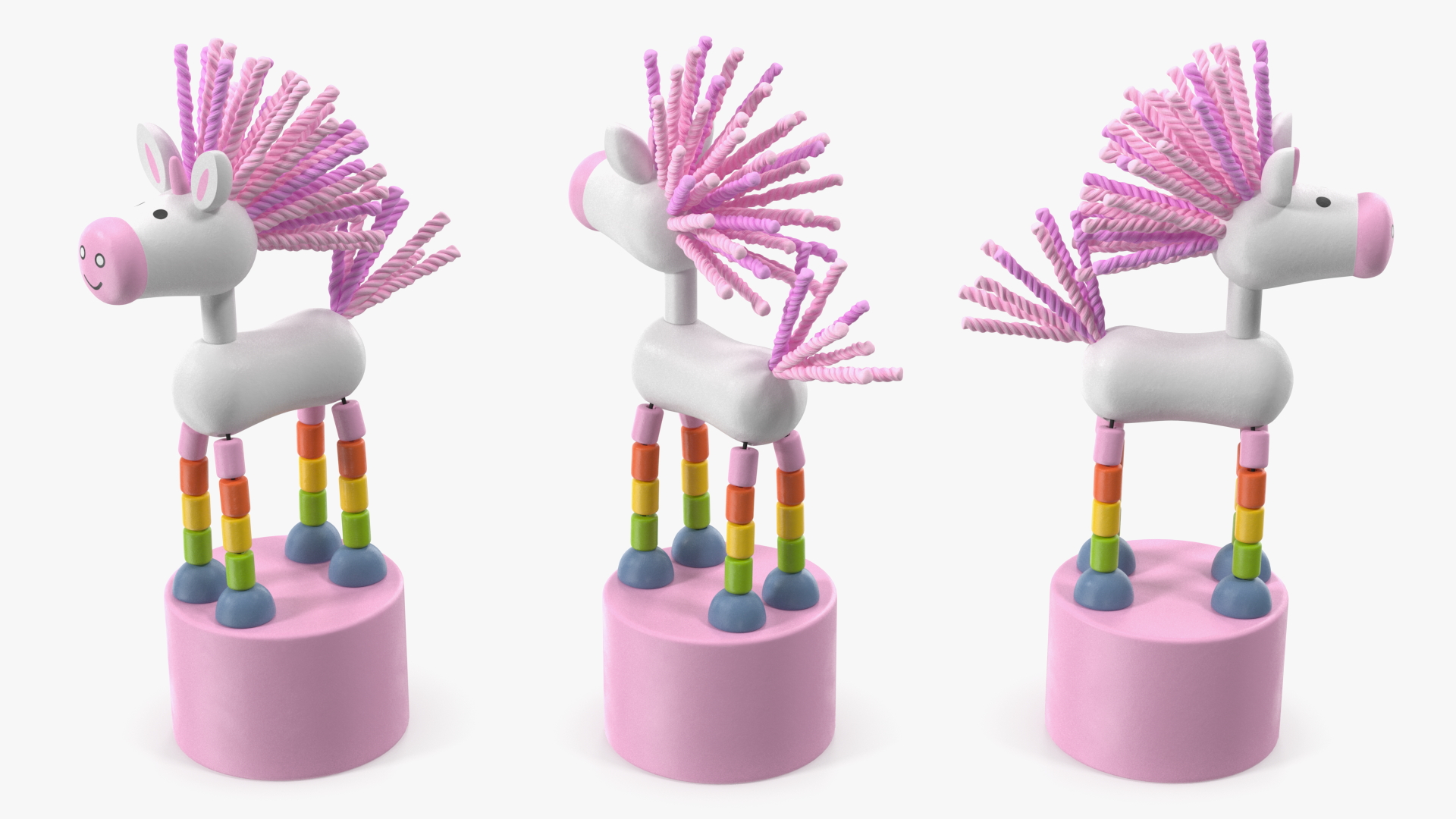 Pink Unicorn Push Puppet Toy Rigged for Maya 3D model