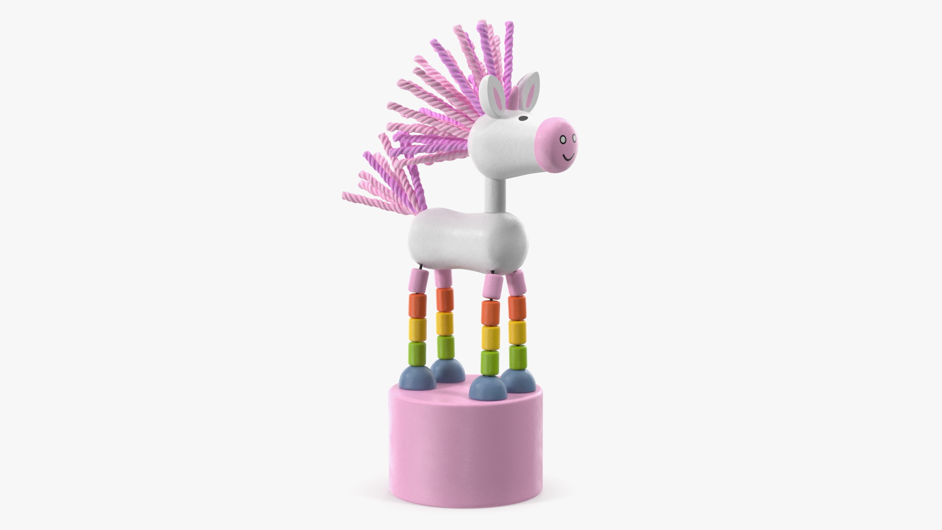Pink Unicorn Push Puppet Toy Rigged for Maya 3D model