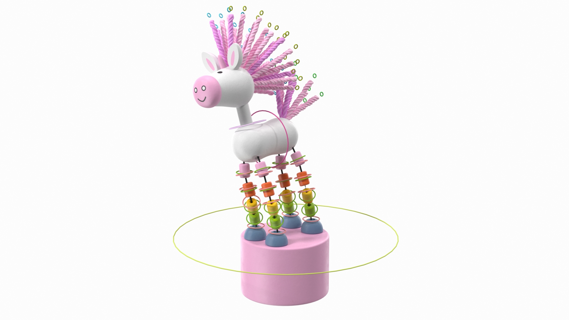 Pink Unicorn Push Puppet Toy Rigged for Maya 3D model
