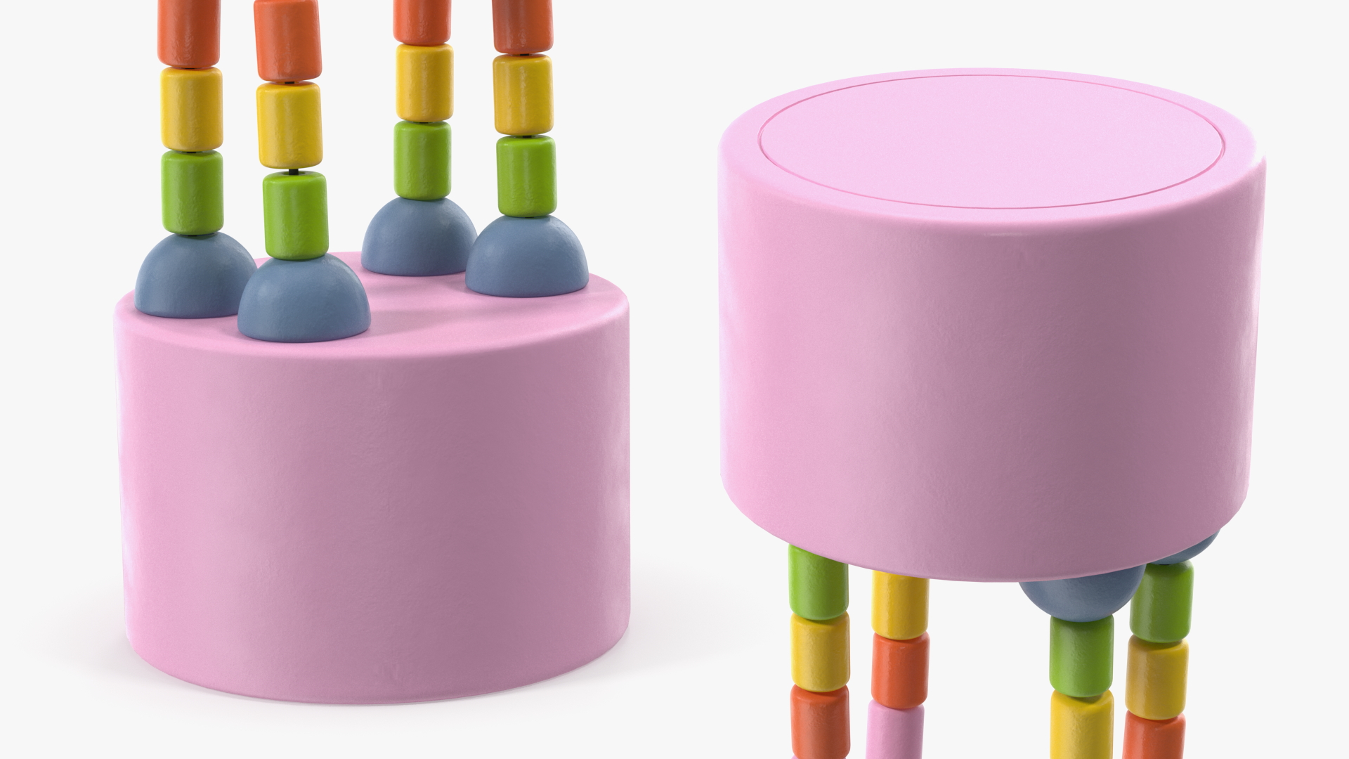 Pink Unicorn Push Puppet Toy Rigged for Maya 3D model