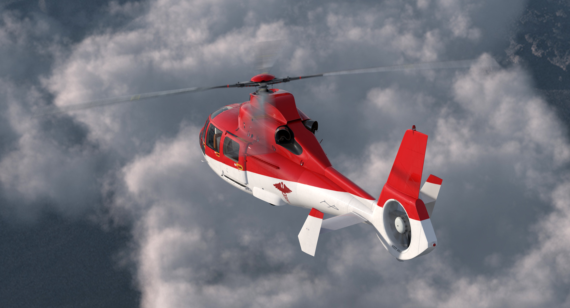 Helicopter Emergency Medical Eurocopter AS 365 N2 Dauphin Rigged 3D model
