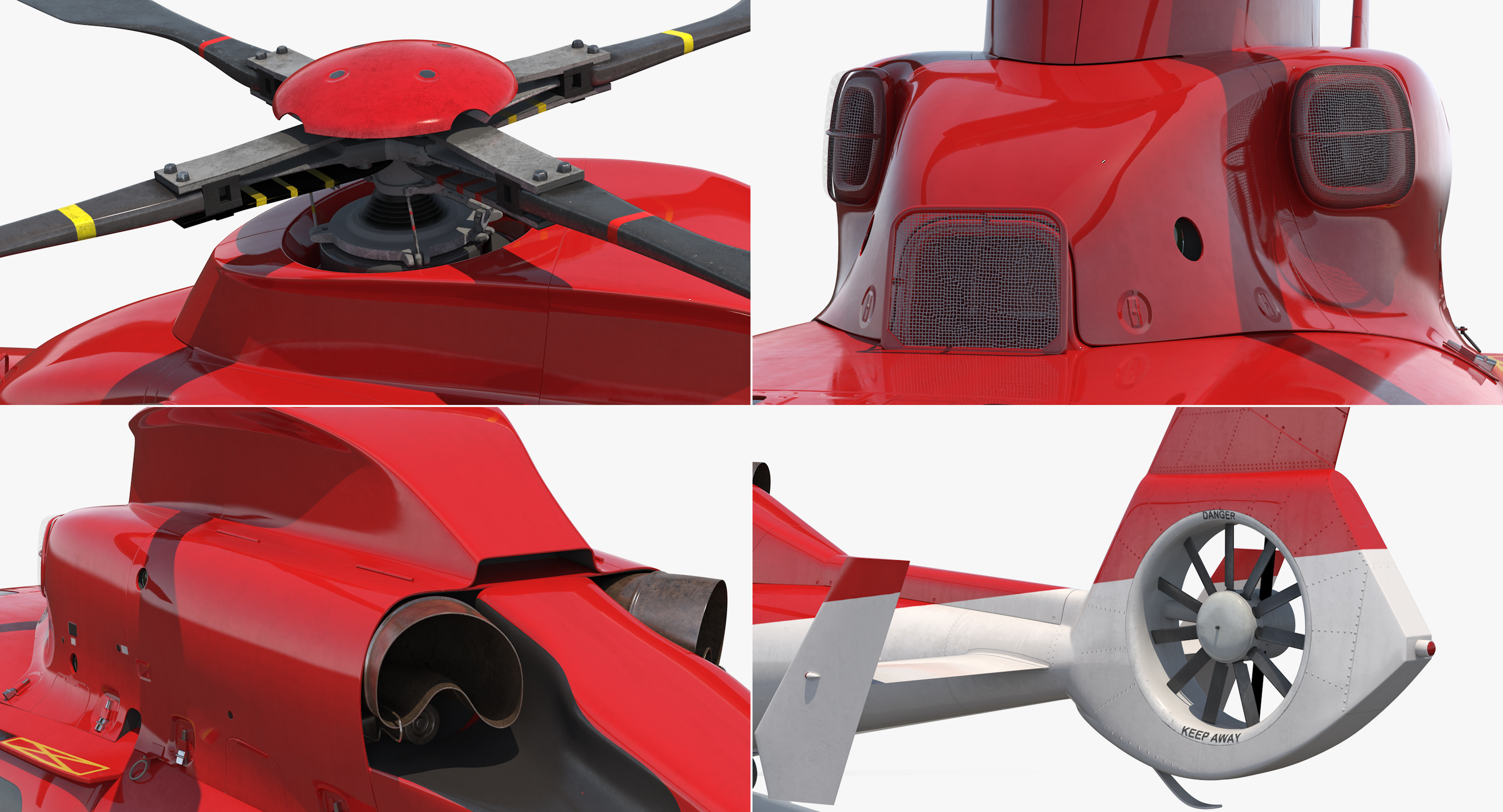 Helicopter Emergency Medical Eurocopter AS 365 N2 Dauphin Rigged 3D model