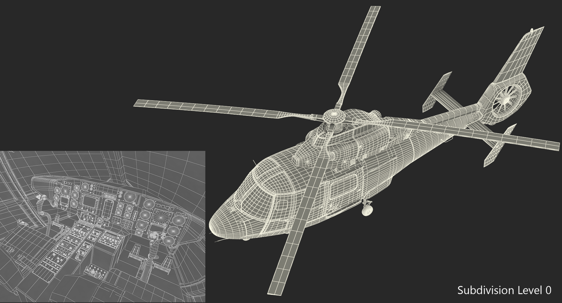Helicopter Emergency Medical Eurocopter AS 365 N2 Dauphin Rigged 3D model