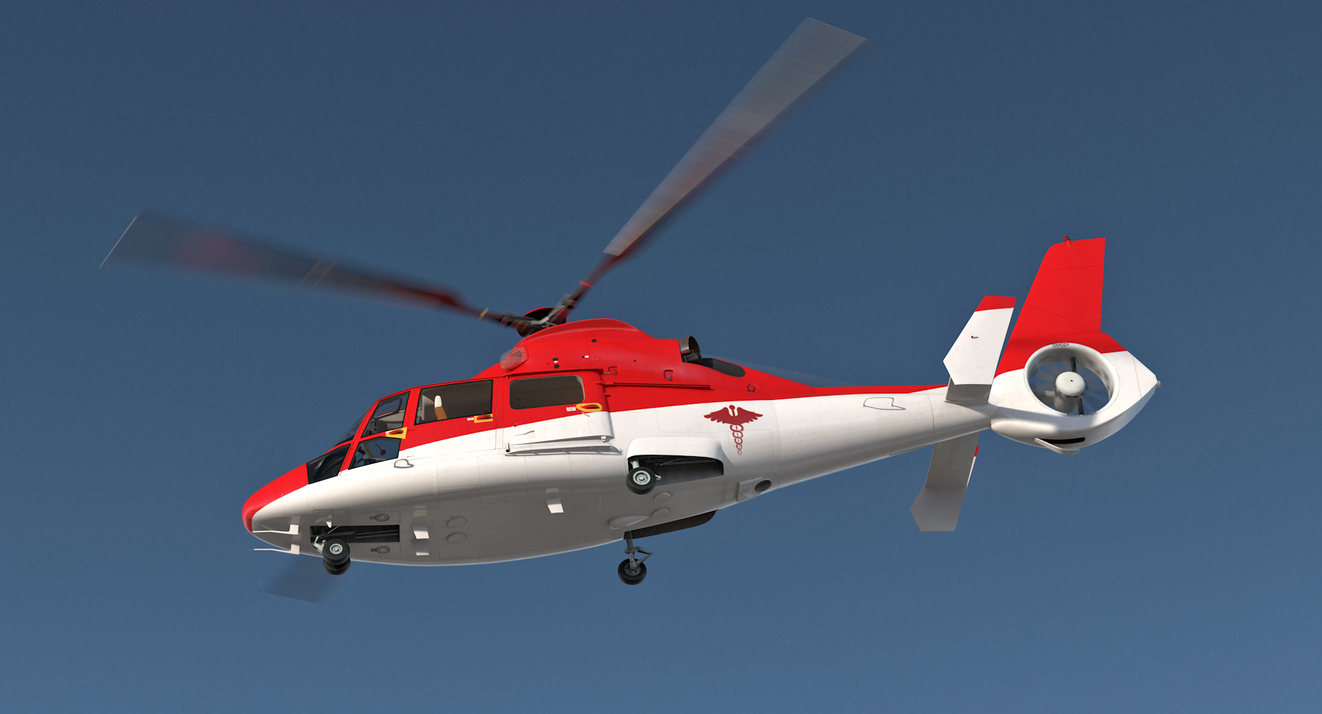 Helicopter Emergency Medical Eurocopter AS 365 N2 Dauphin Rigged 3D model