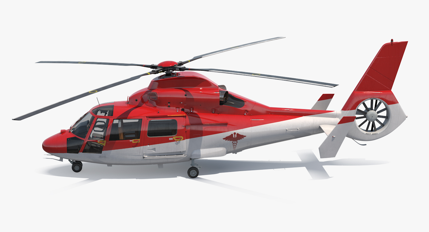 Helicopter Emergency Medical Eurocopter AS 365 N2 Dauphin Rigged 3D model