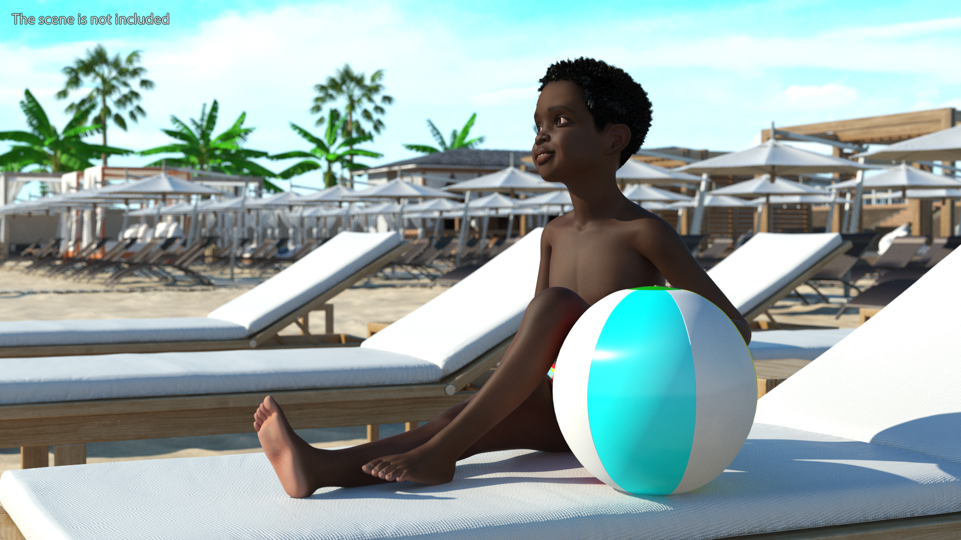 3D Black Child Boy Beach Style Rigged for Cinema 4D model