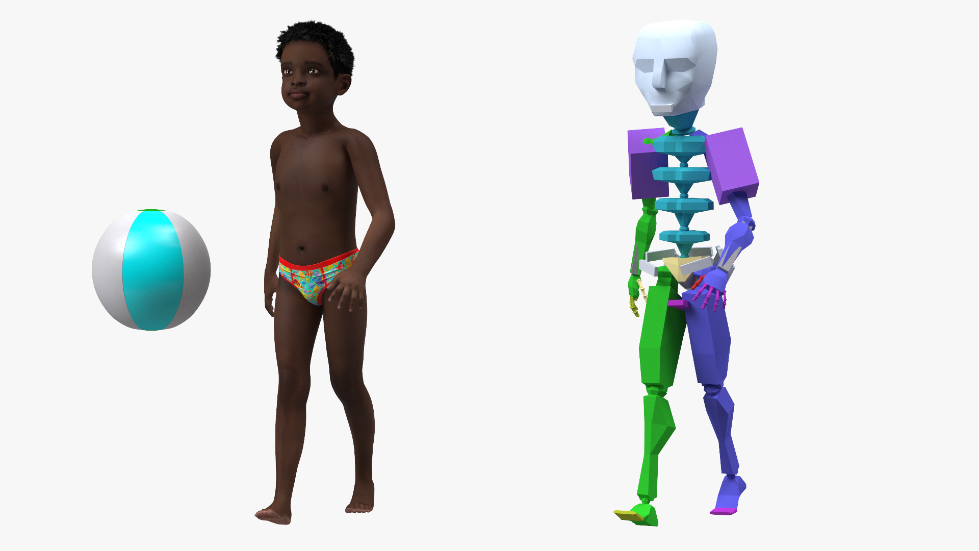 3D Black Child Boy Beach Style Rigged for Cinema 4D model