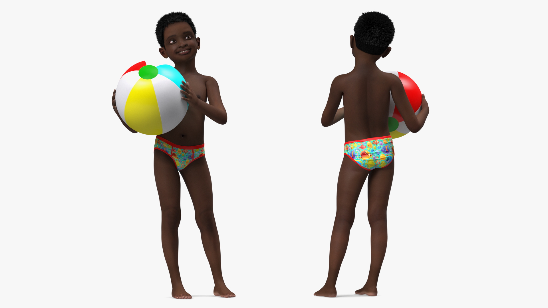 3D Black Child Boy Beach Style Rigged for Cinema 4D model