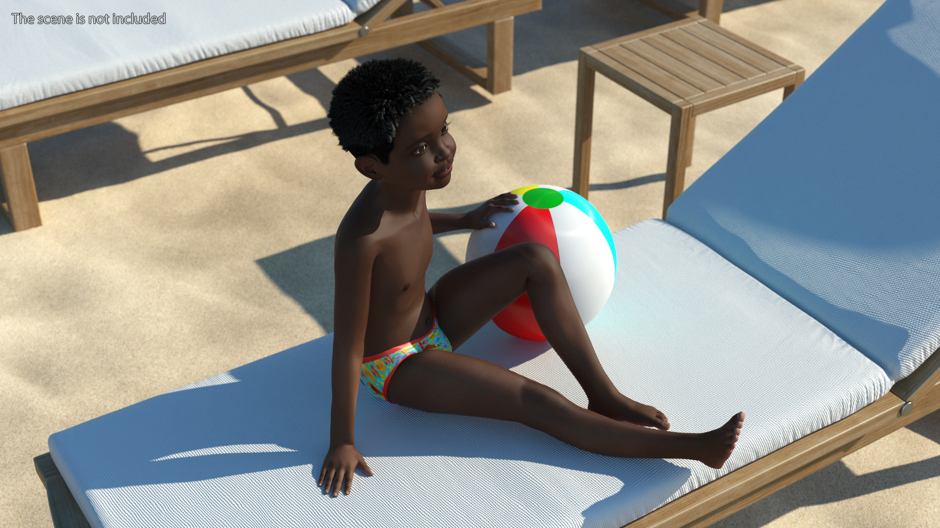 3D Black Child Boy Beach Style Rigged for Cinema 4D model