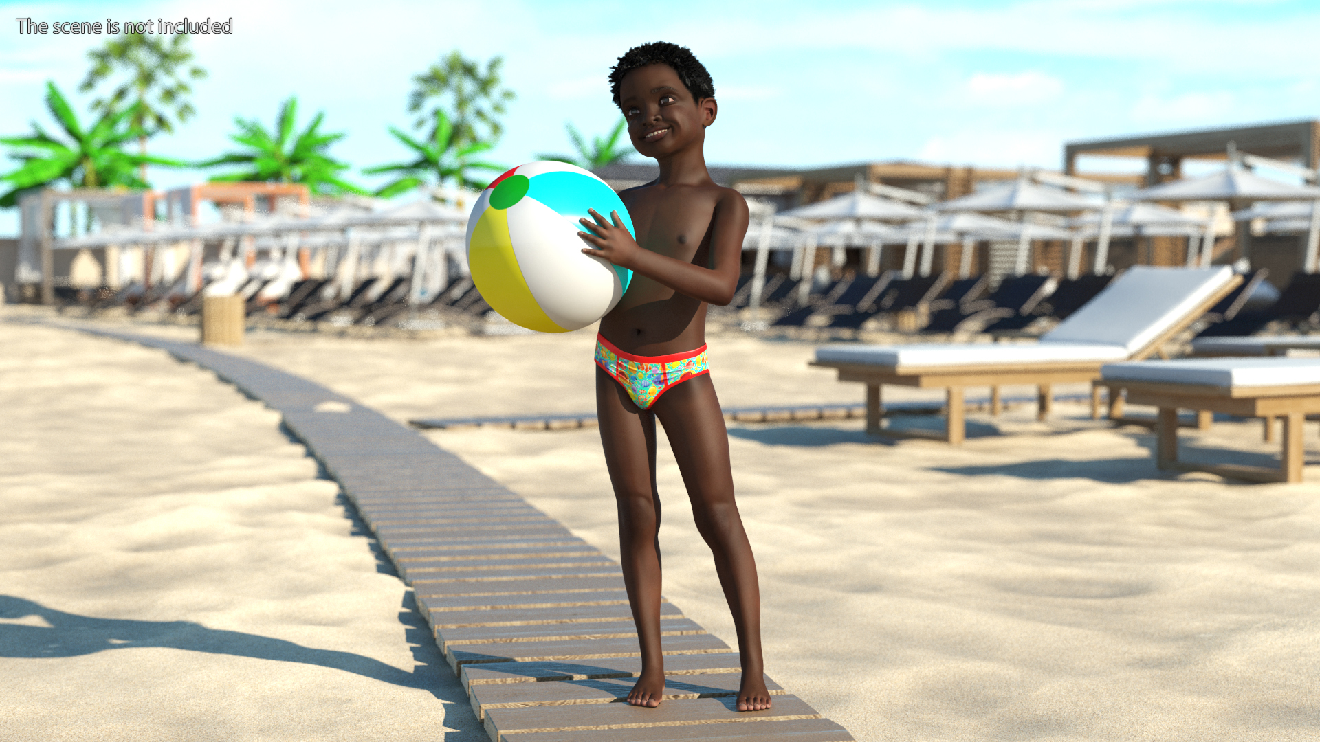 3D Black Child Boy Beach Style Rigged for Cinema 4D model