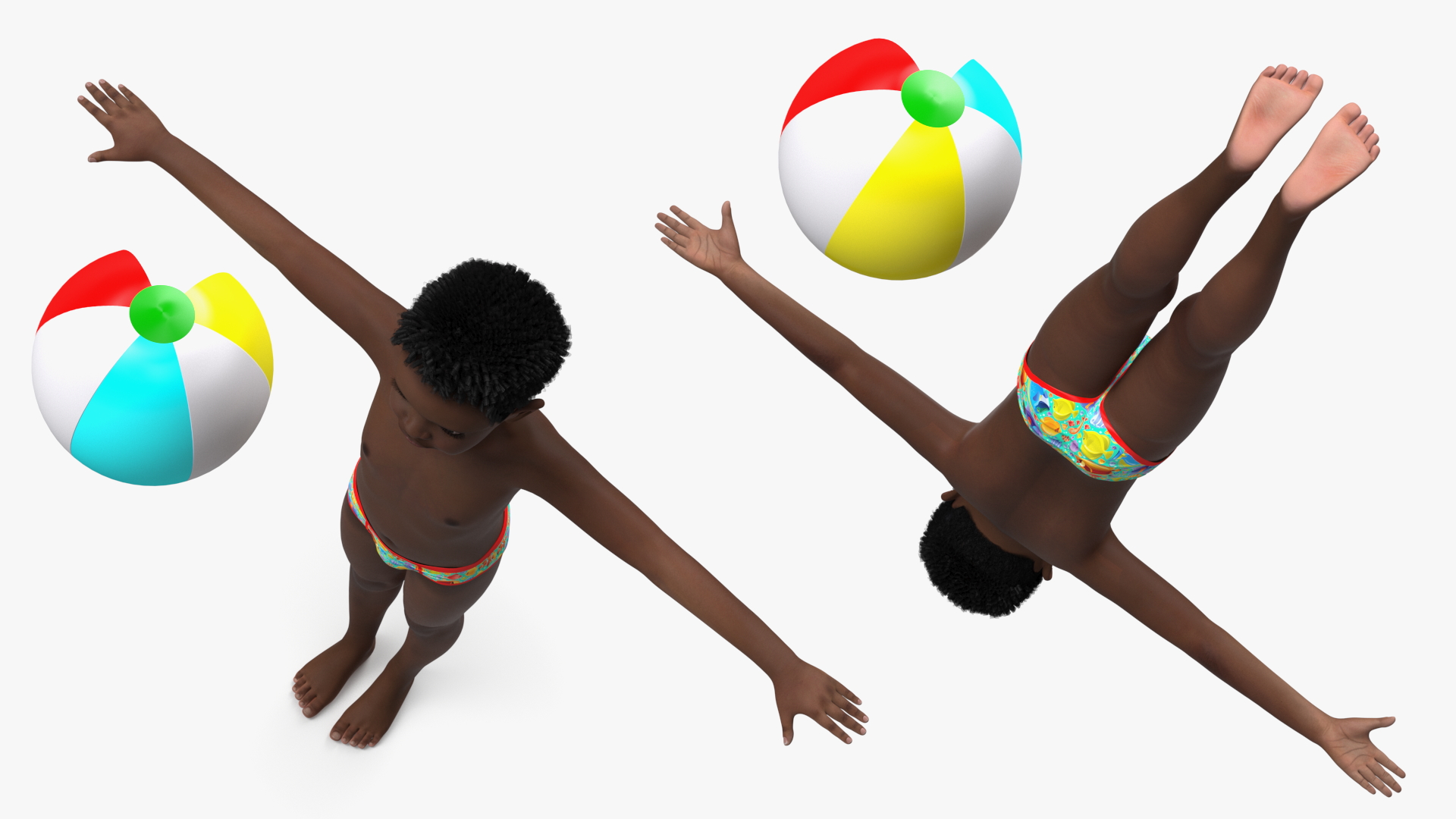 3D Black Child Boy Beach Style Rigged for Cinema 4D model