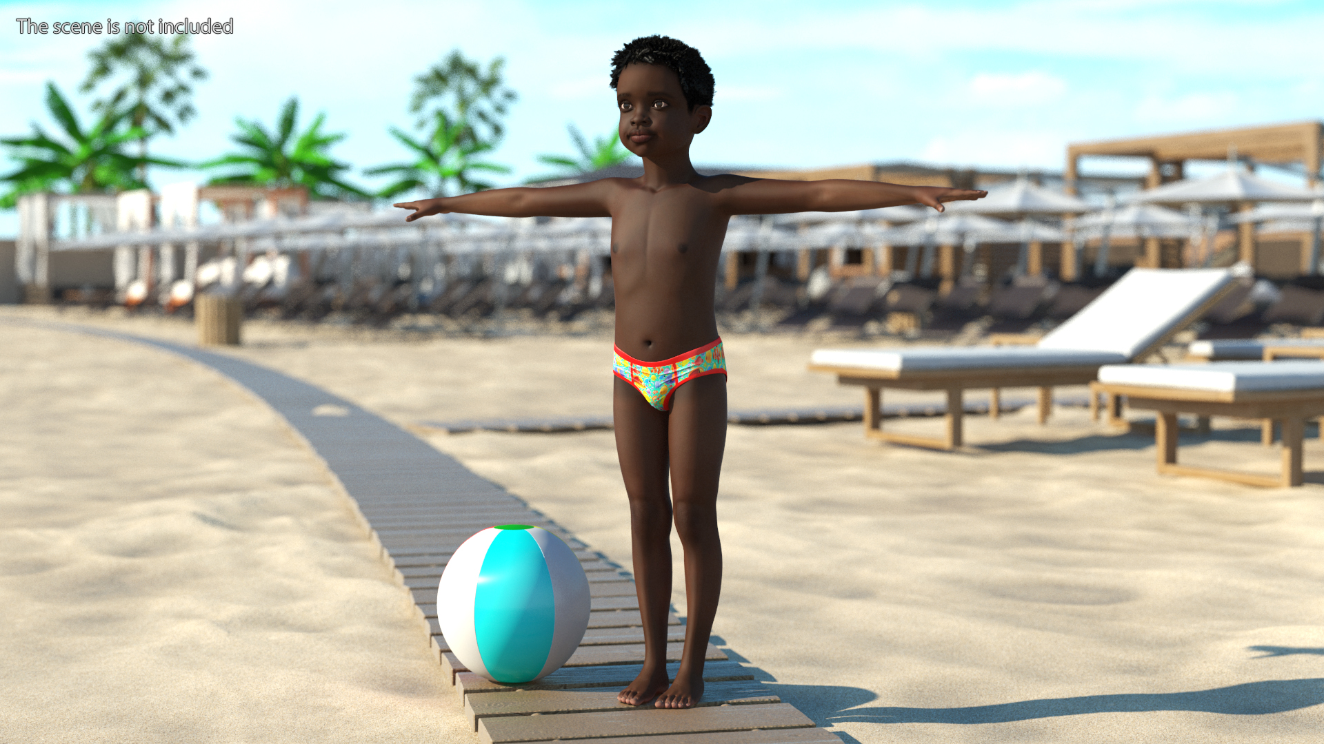 3D Black Child Boy Beach Style Rigged for Cinema 4D model