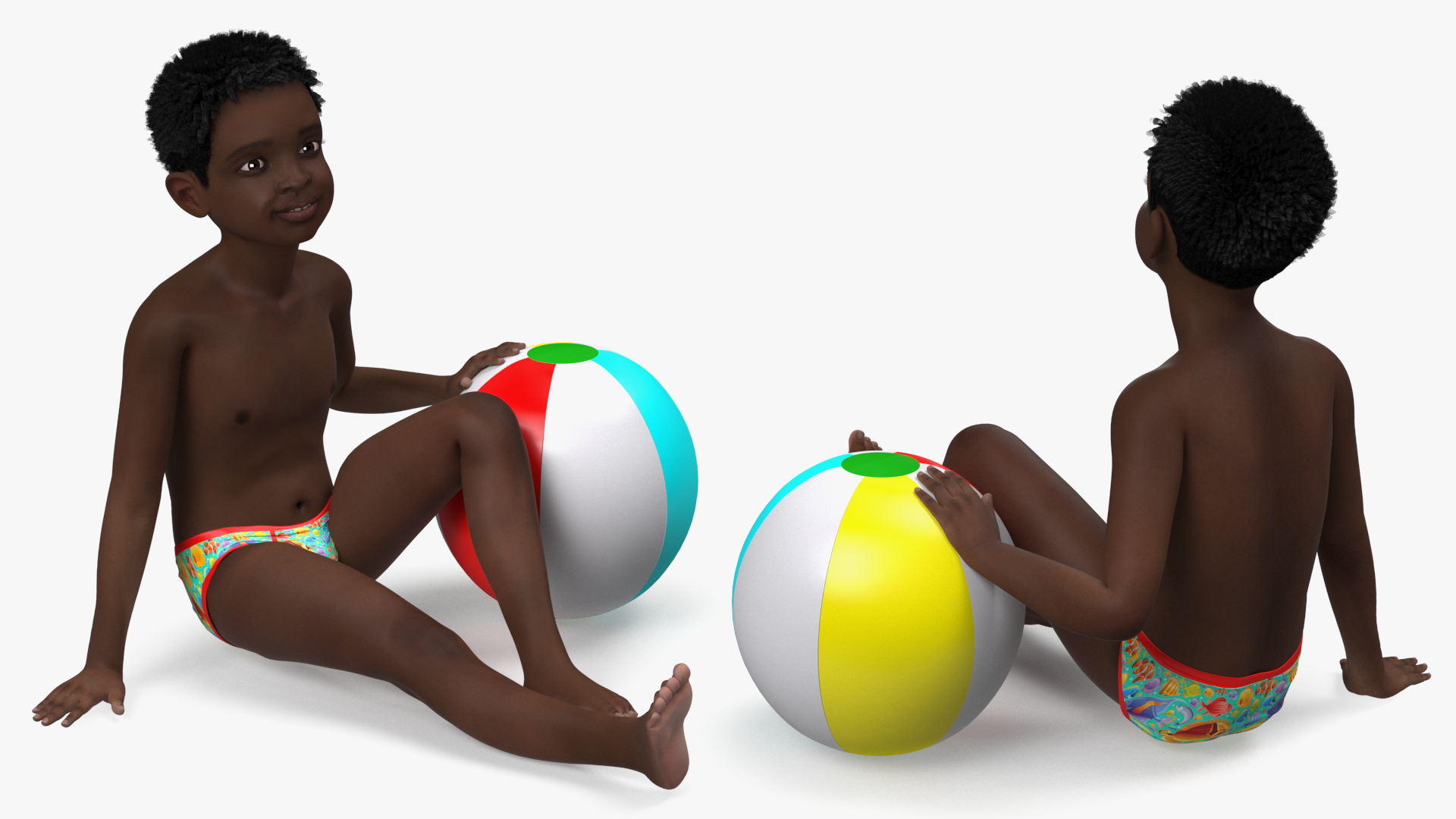 3D Black Child Boy Beach Style Rigged for Cinema 4D model