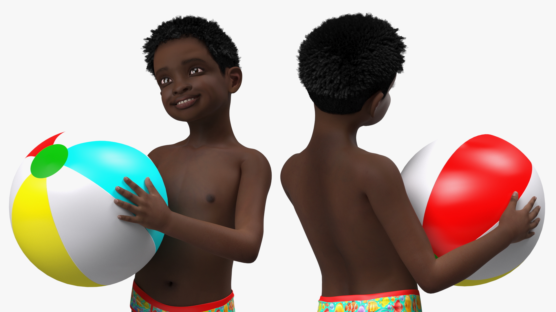 3D Black Child Boy Beach Style Rigged for Cinema 4D model