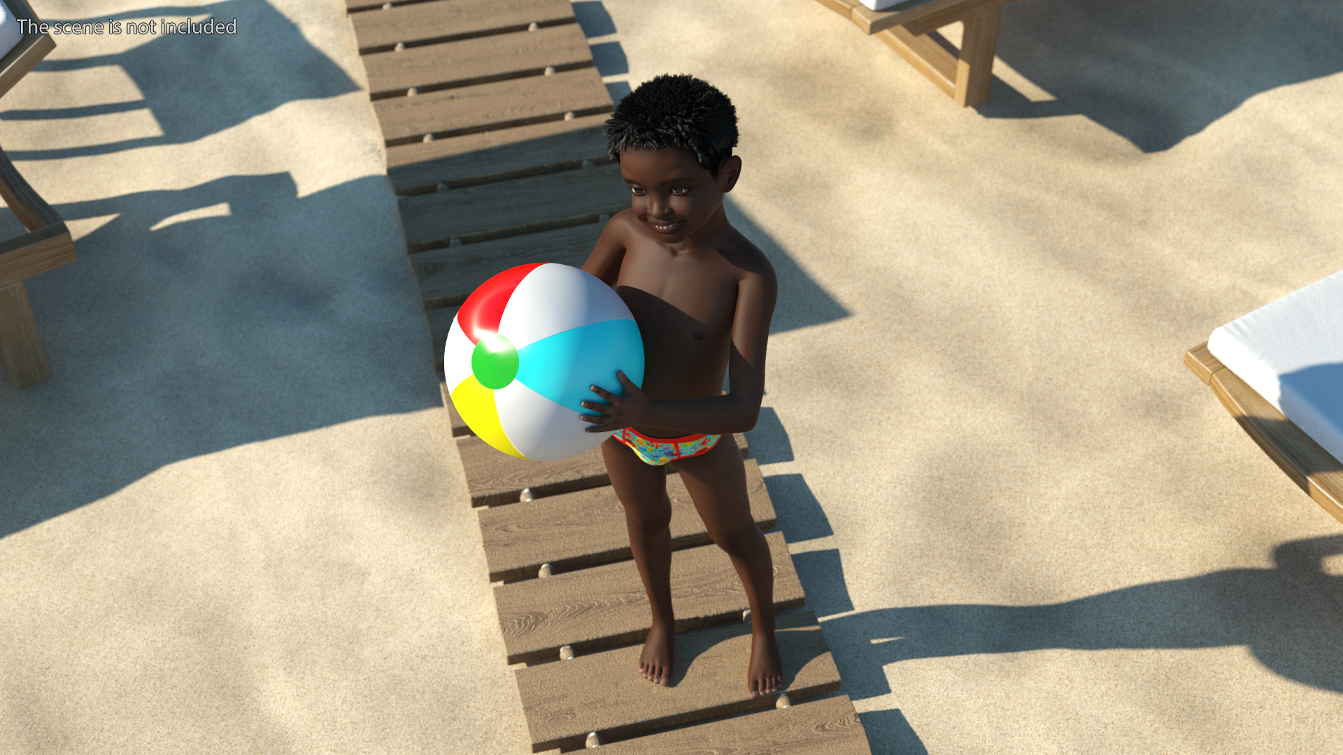 3D Black Child Boy Beach Style Rigged for Cinema 4D model