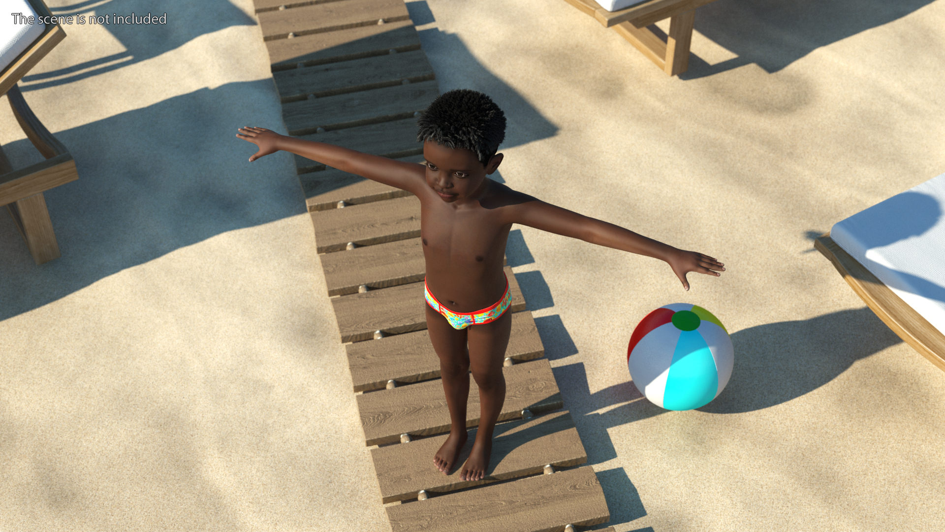 3D Black Child Boy Beach Style Rigged for Cinema 4D model