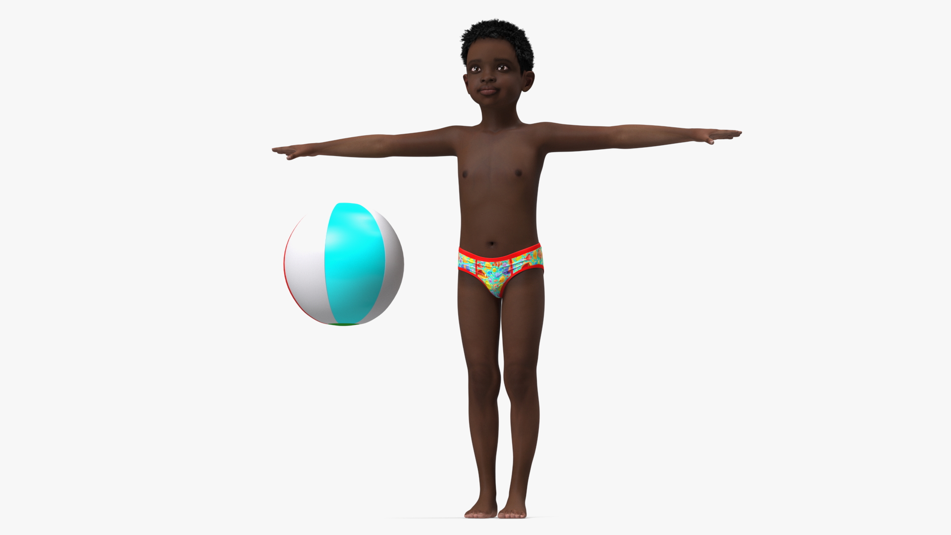 3D Black Child Boy Beach Style Rigged for Cinema 4D model