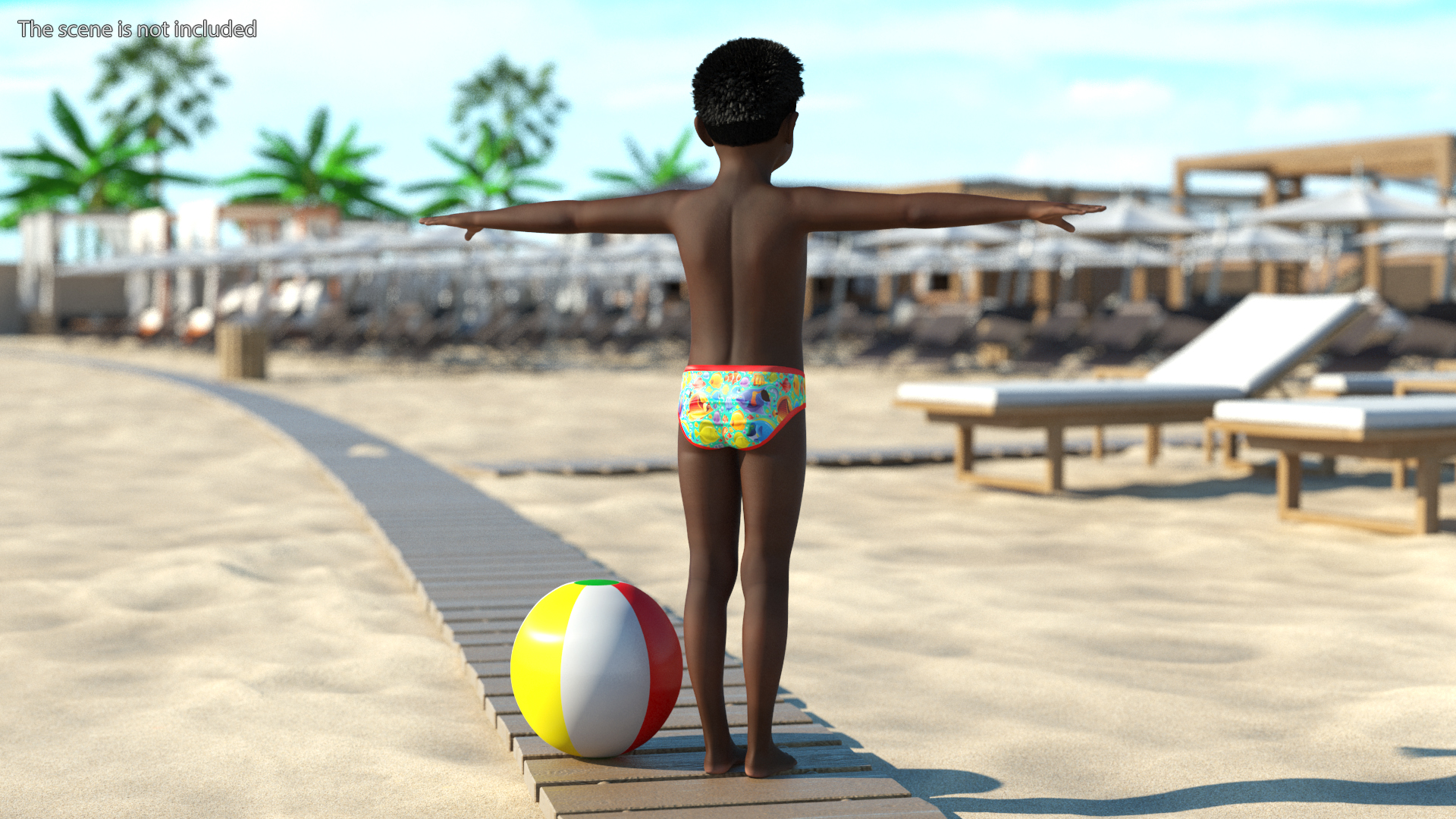 3D Black Child Boy Beach Style Rigged for Cinema 4D model