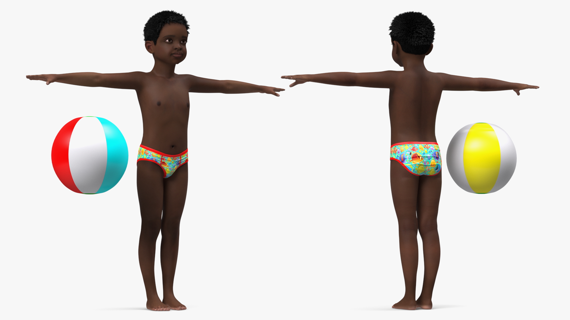 3D Black Child Boy Beach Style Rigged for Cinema 4D model