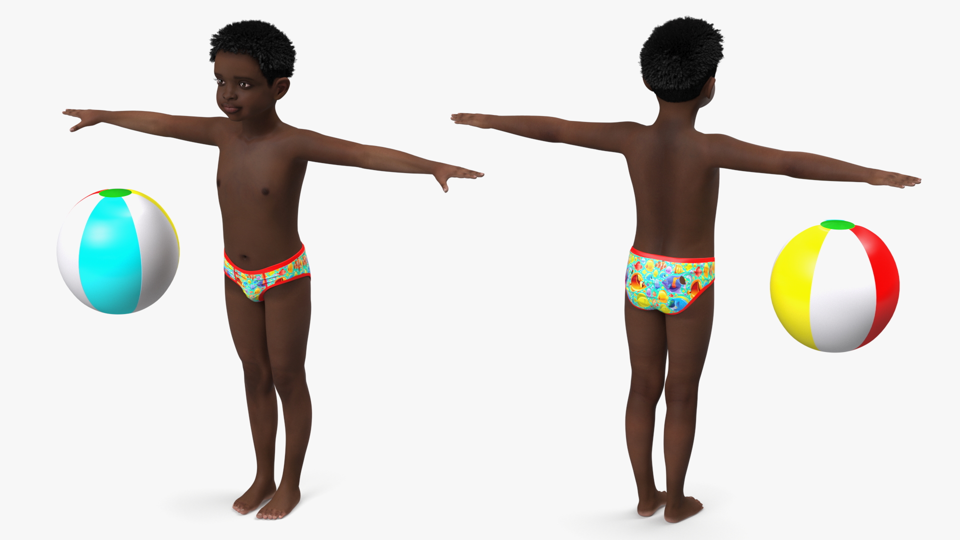 3D Black Child Boy Beach Style Rigged for Cinema 4D model