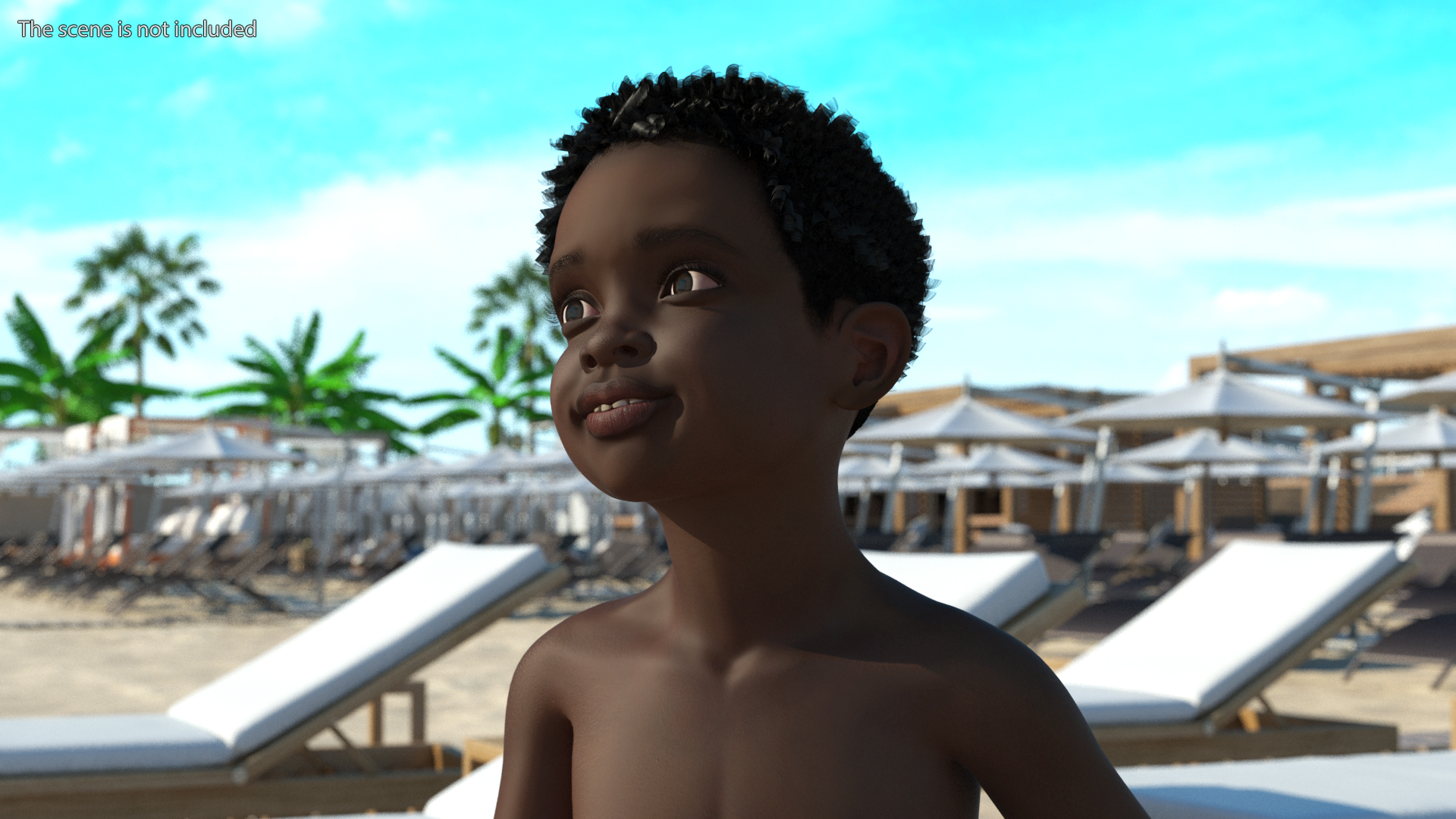 3D Black Child Boy Beach Style Rigged for Cinema 4D model