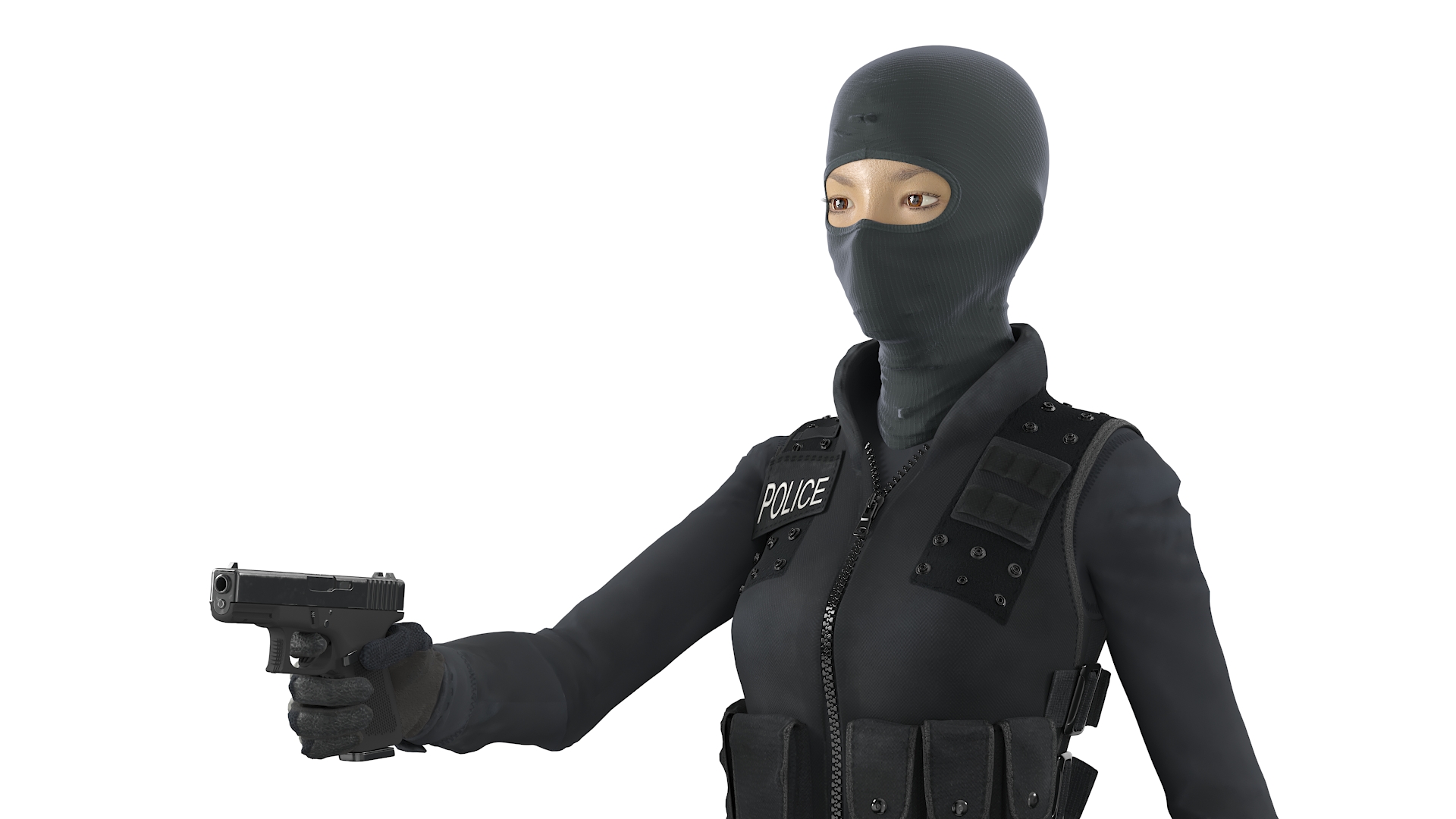 Robber Surrendering to Police Officer 3D