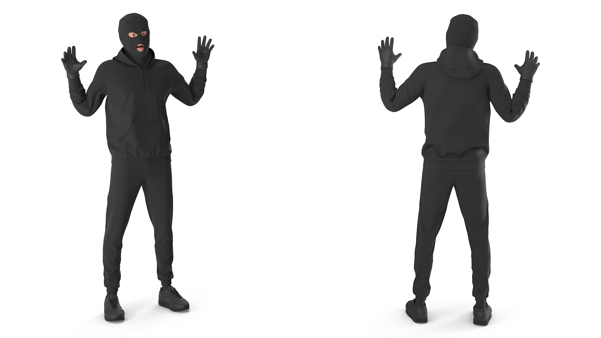 Robber Surrendering to Police Officer 3D