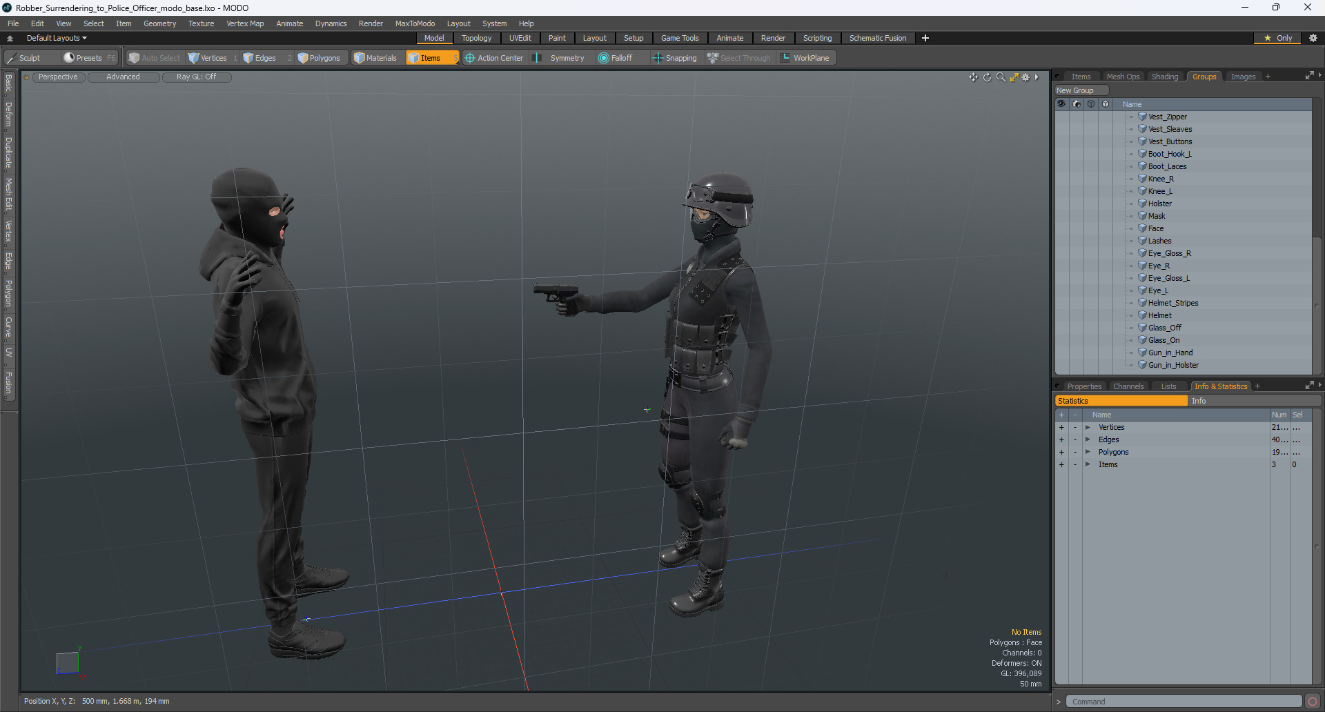 Robber Surrendering to Police Officer 3D