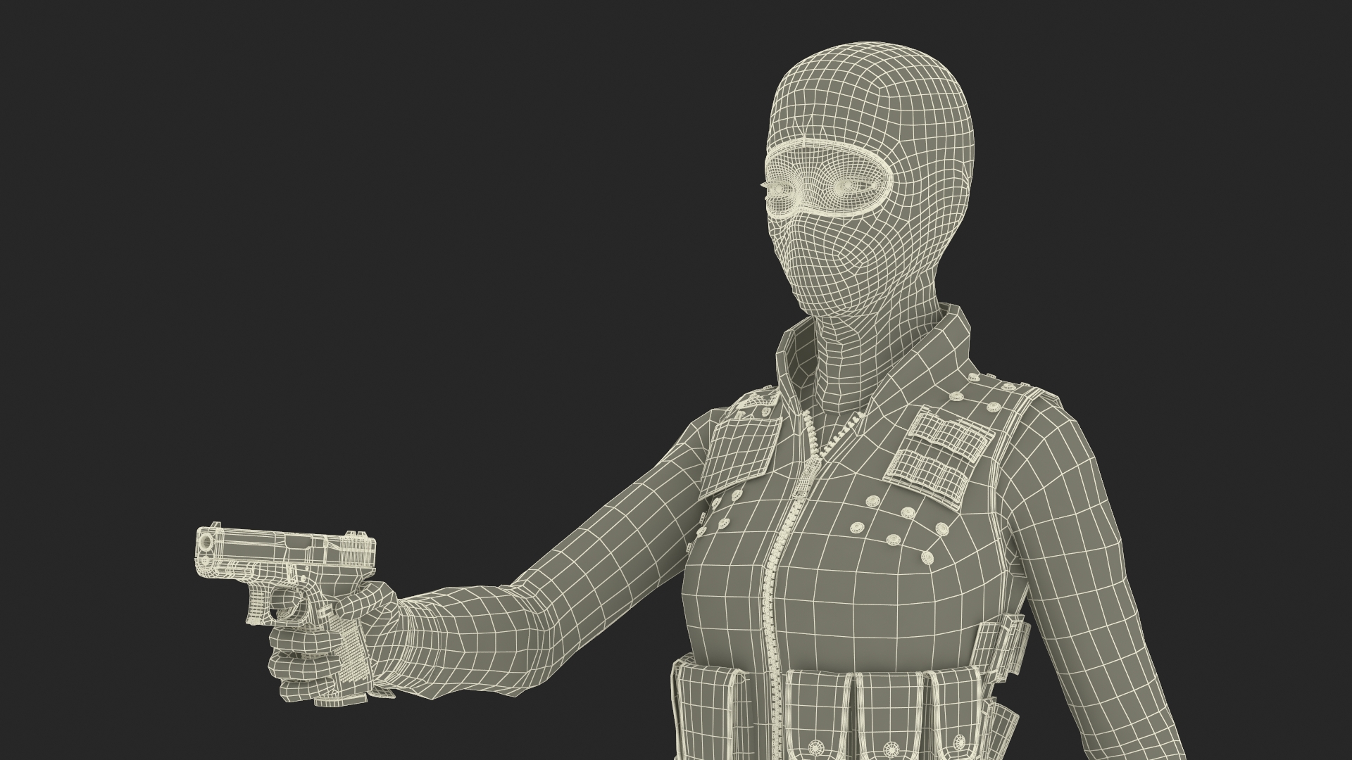 Robber Surrendering to Police Officer 3D
