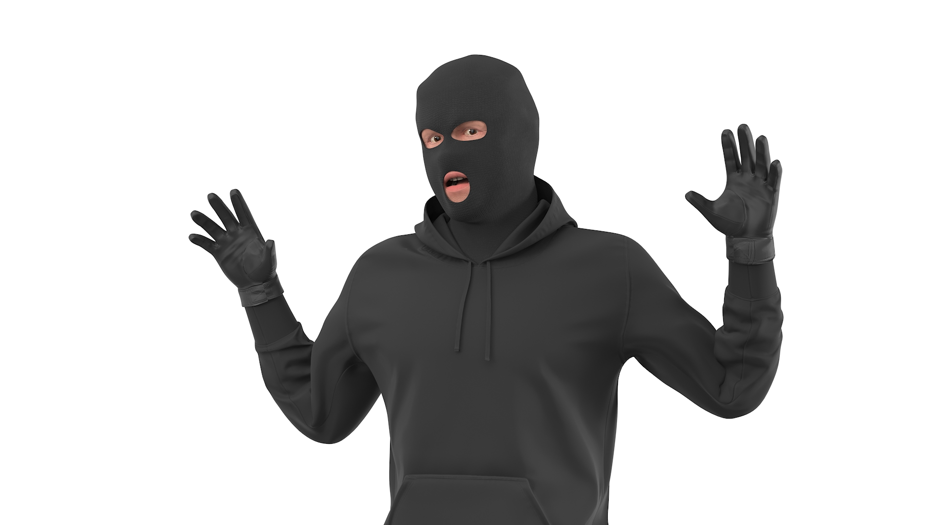 Robber Surrendering to Police Officer 3D
